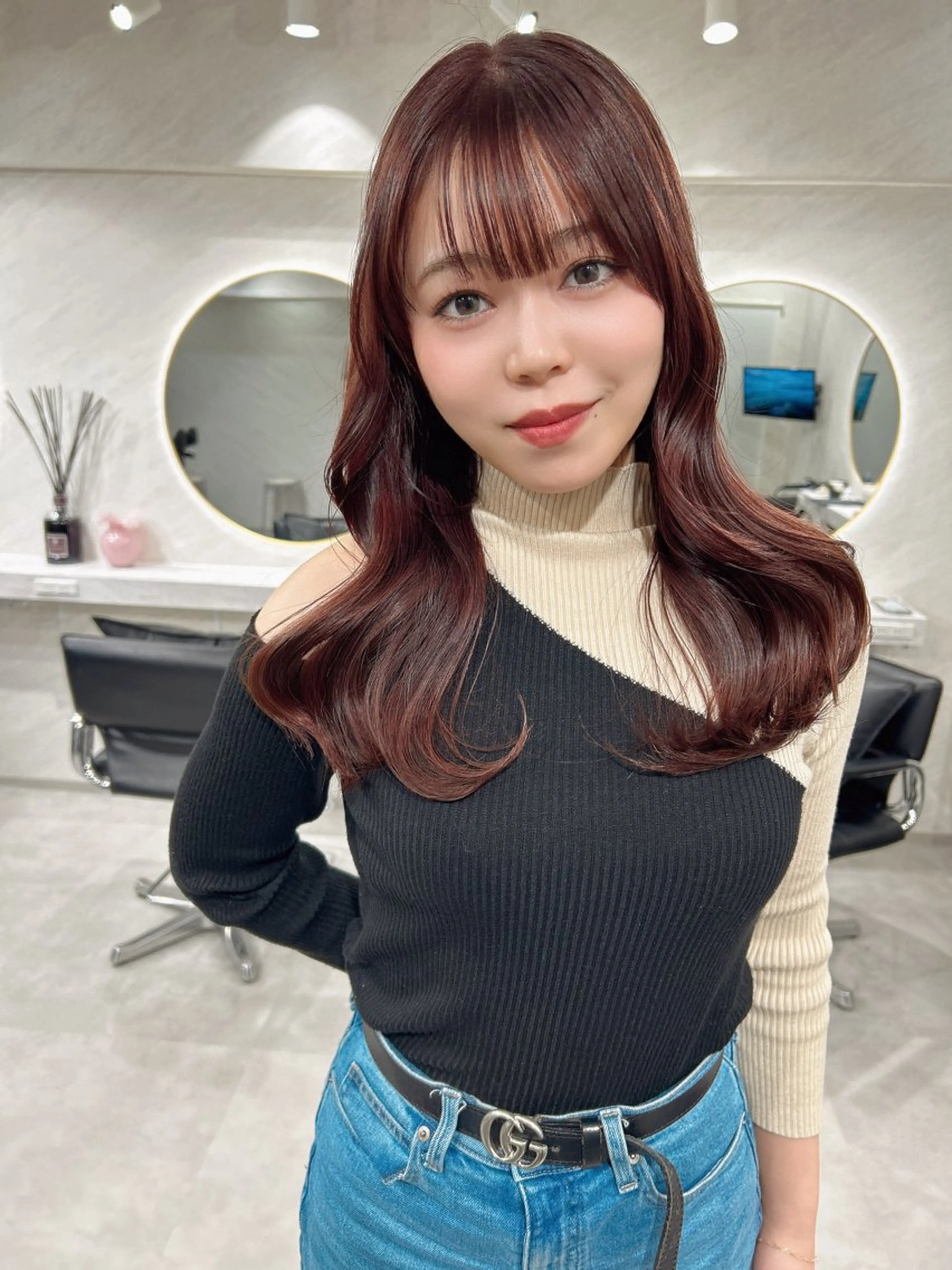 ロング カラー カット ヘアカラー トリートメント 髪質改善will hairdesignのヘアスタイル