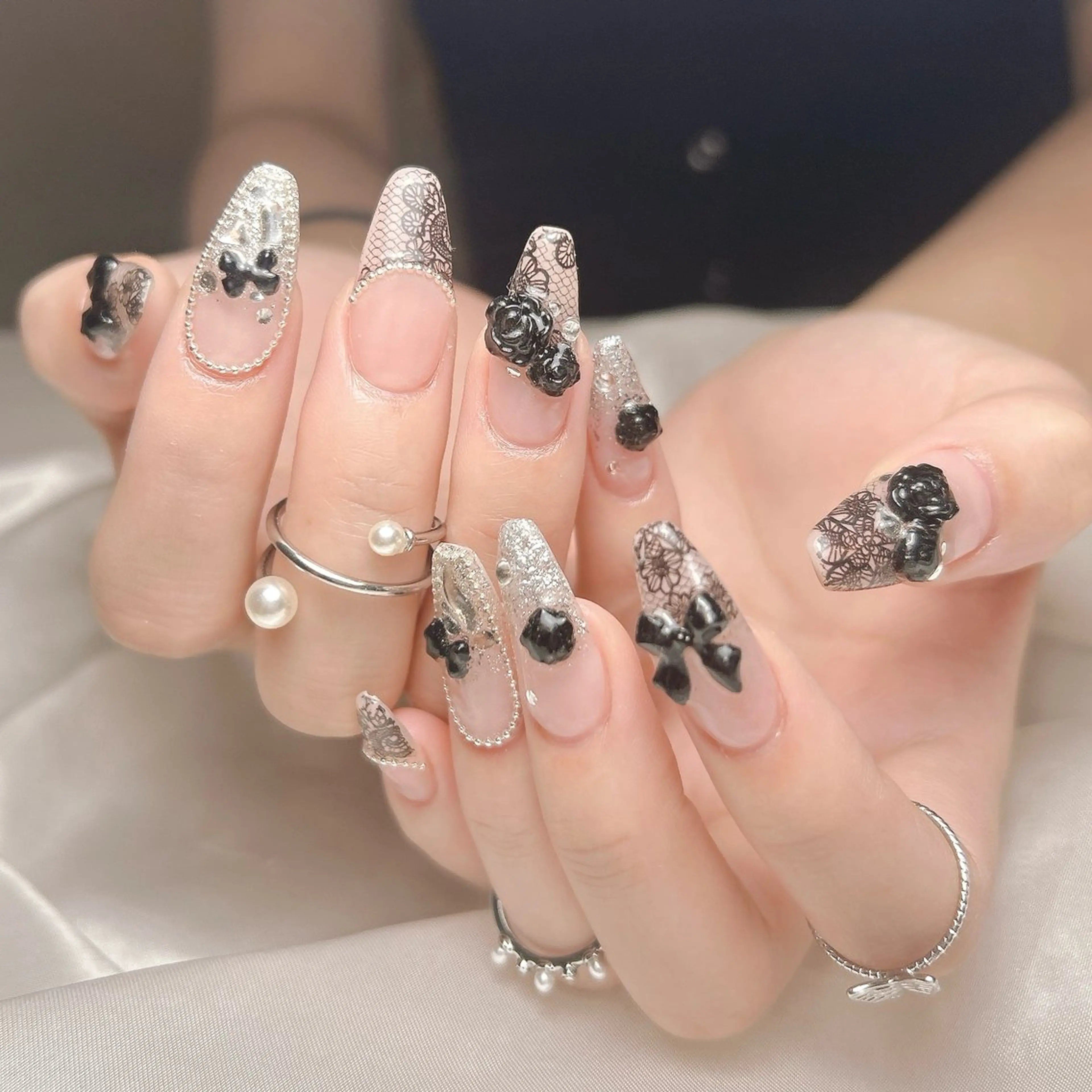 ネイル レース ハンドネイル junna のぞいてねのネイルデザイン