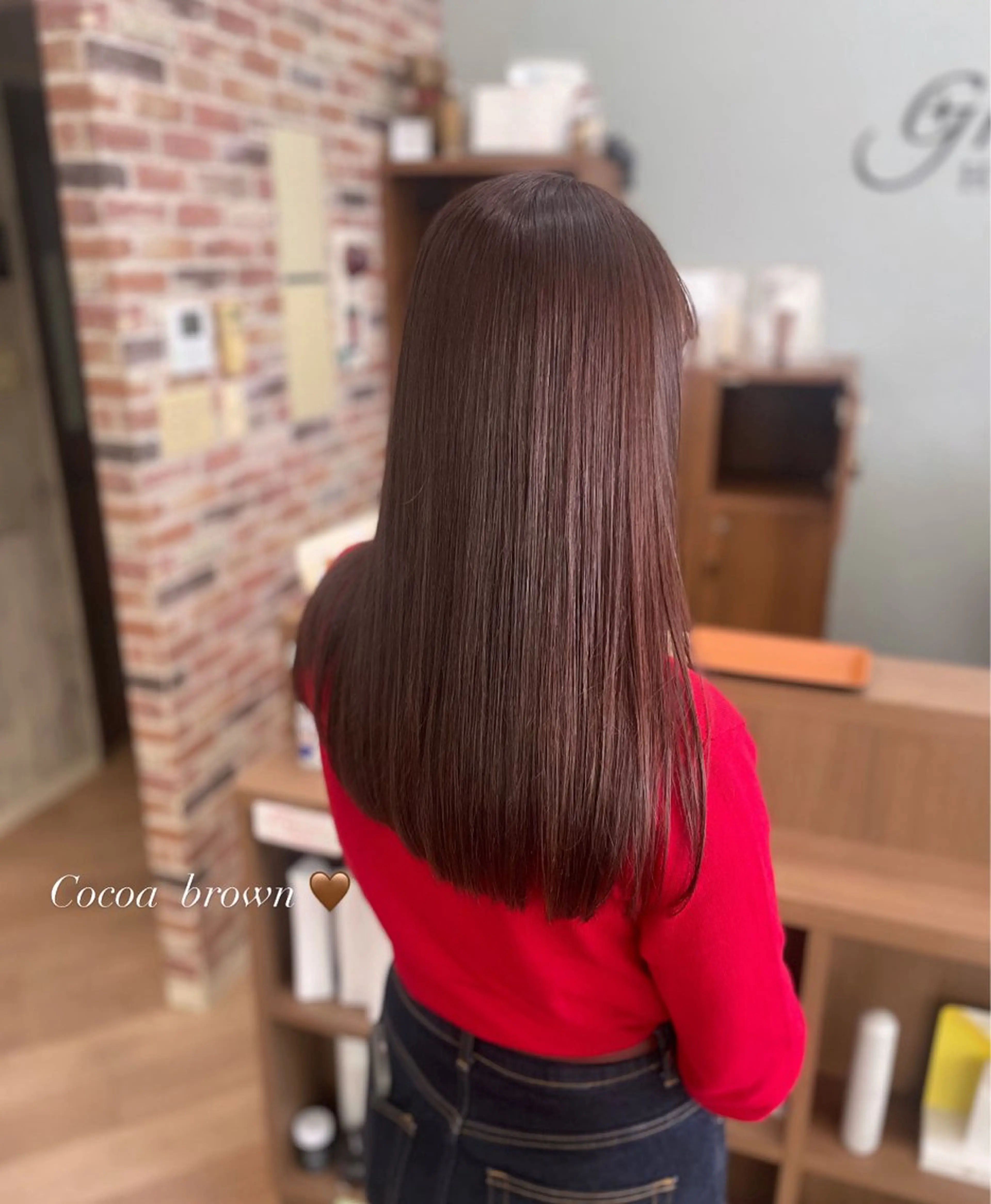 ロング カラー ブラウンカラー ココアブラウン トリートメント カット ヘアカラー トリートメント シミズ カエデ🍁のヘアスタイル