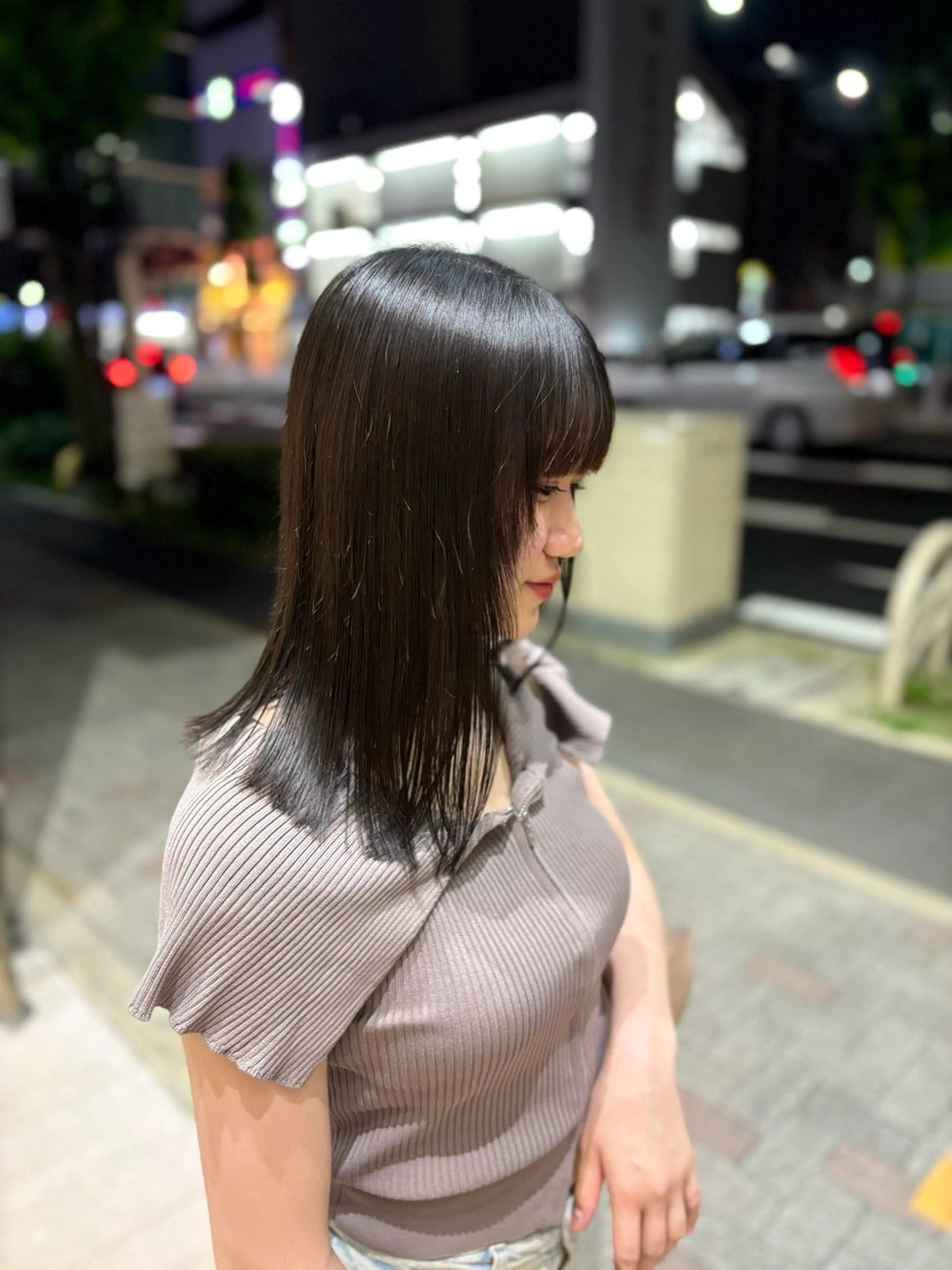 セミロング カラー ブラウンカラー 透明感カラー ブリーチカラーモデル ダブルカラー✨ななほのヘアスタイル