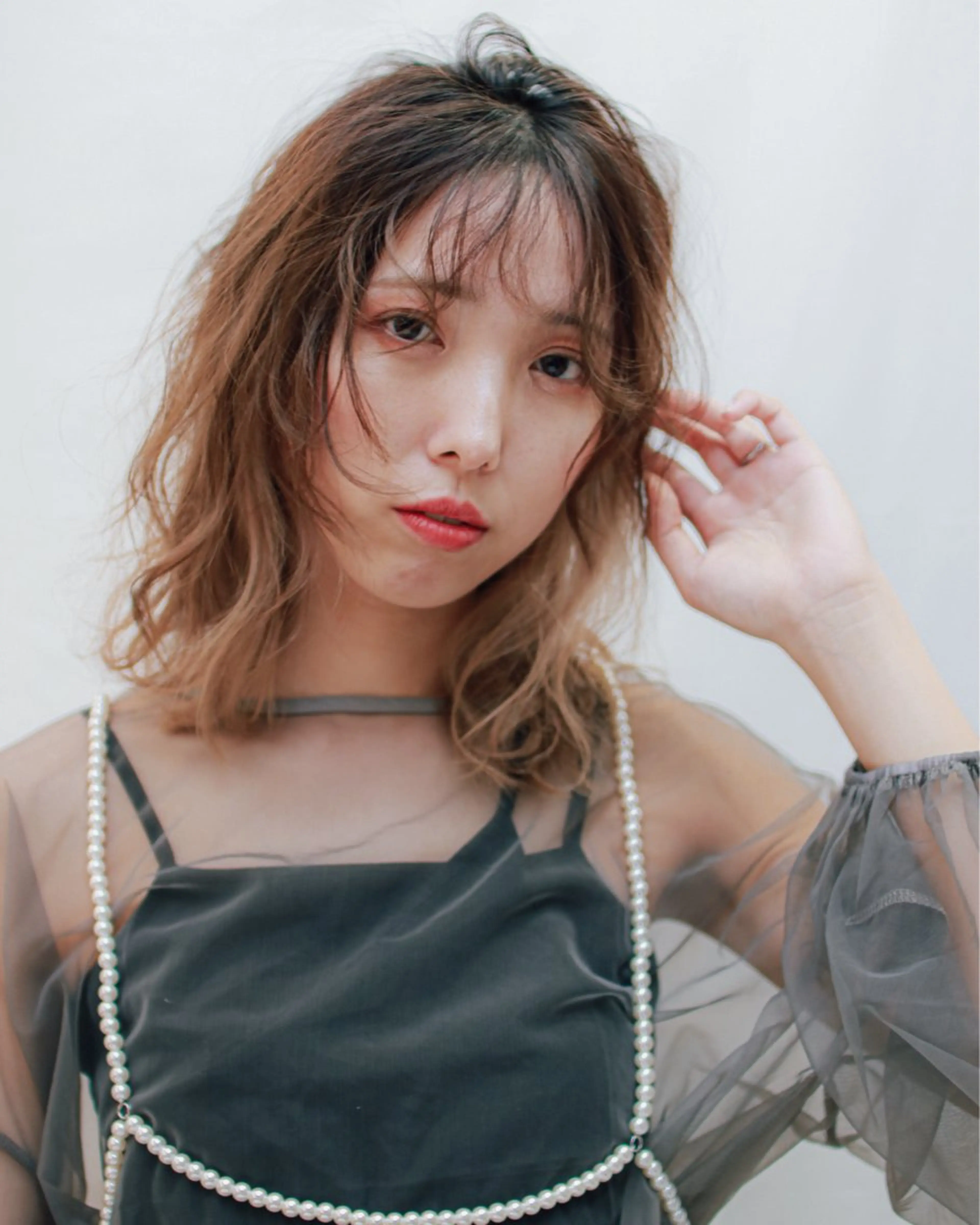 セミロング カット ヘアカラー 山下恋佳/矢場町/ ブリーチ/ショートのヘアスタイル