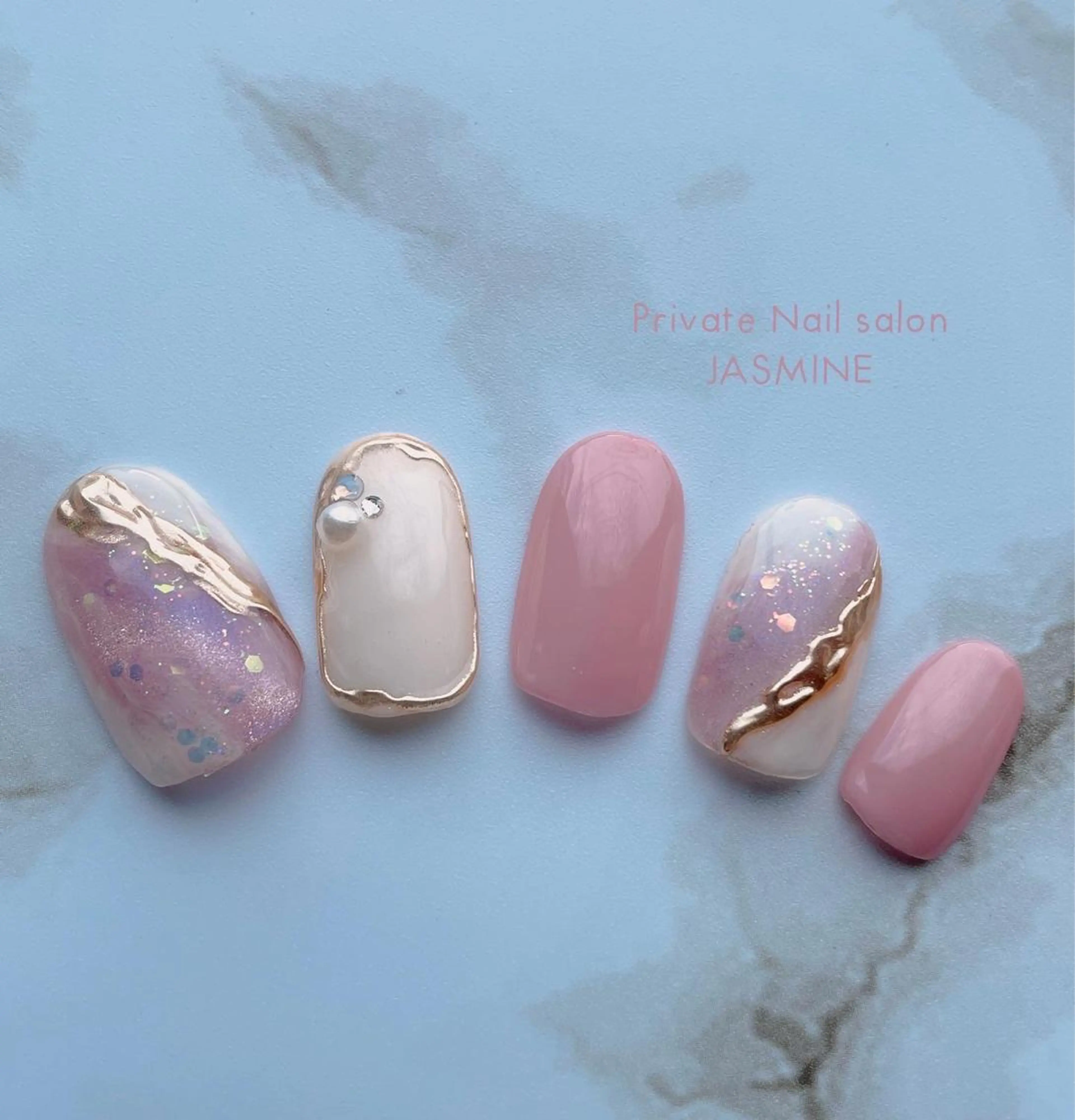 ネイル マグネットネイル ミラーネイル ニュアンスネイル ハンドネイル Nail salon JASMINEのネイルデザイン