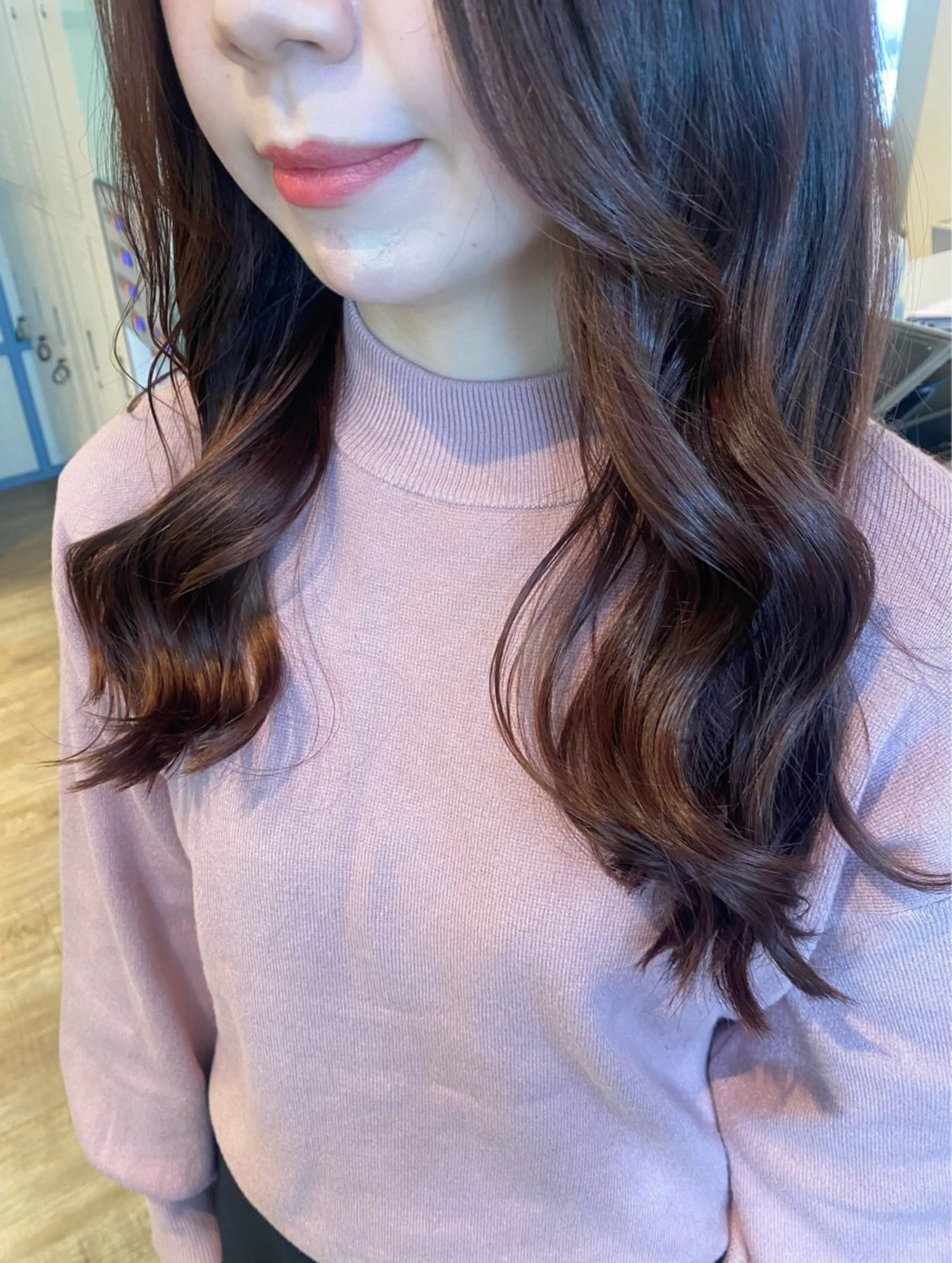 セミロング カラー ブリーチ ブラウンカラー ダブルカラー イルミナカラー オリーブカラー N°+aero 😊れいか😊のヘアスタイル