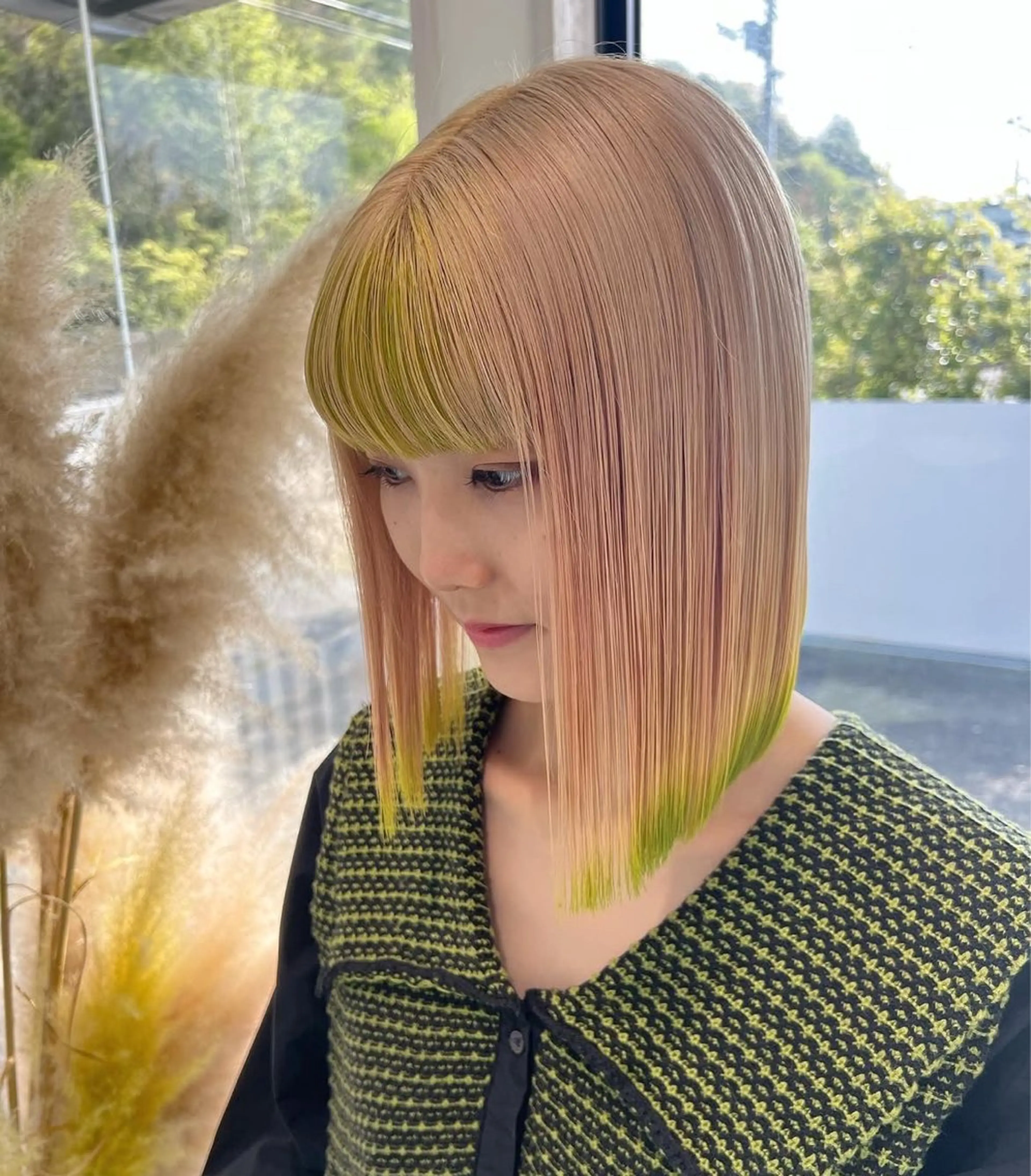 ミディアム ヘアカラー トリートメント ヘアセット 【艶髪カラー•縮毛】 /川崎/ニーナのヘアスタイル