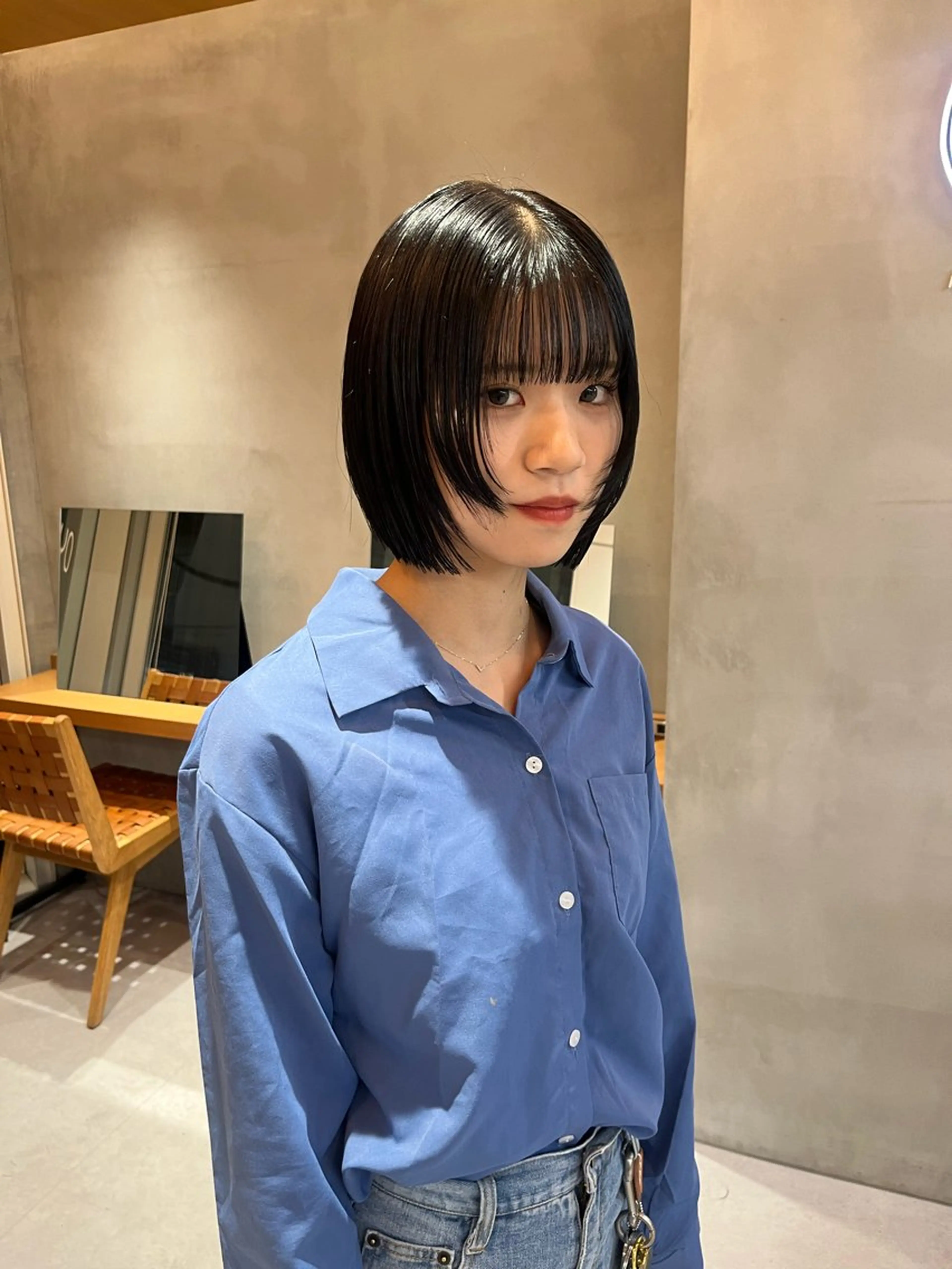 ミディアム カラー カット トリートメント 韓国ボブ＆顔まわり レイヤー♡TOMOEのヘアスタイル