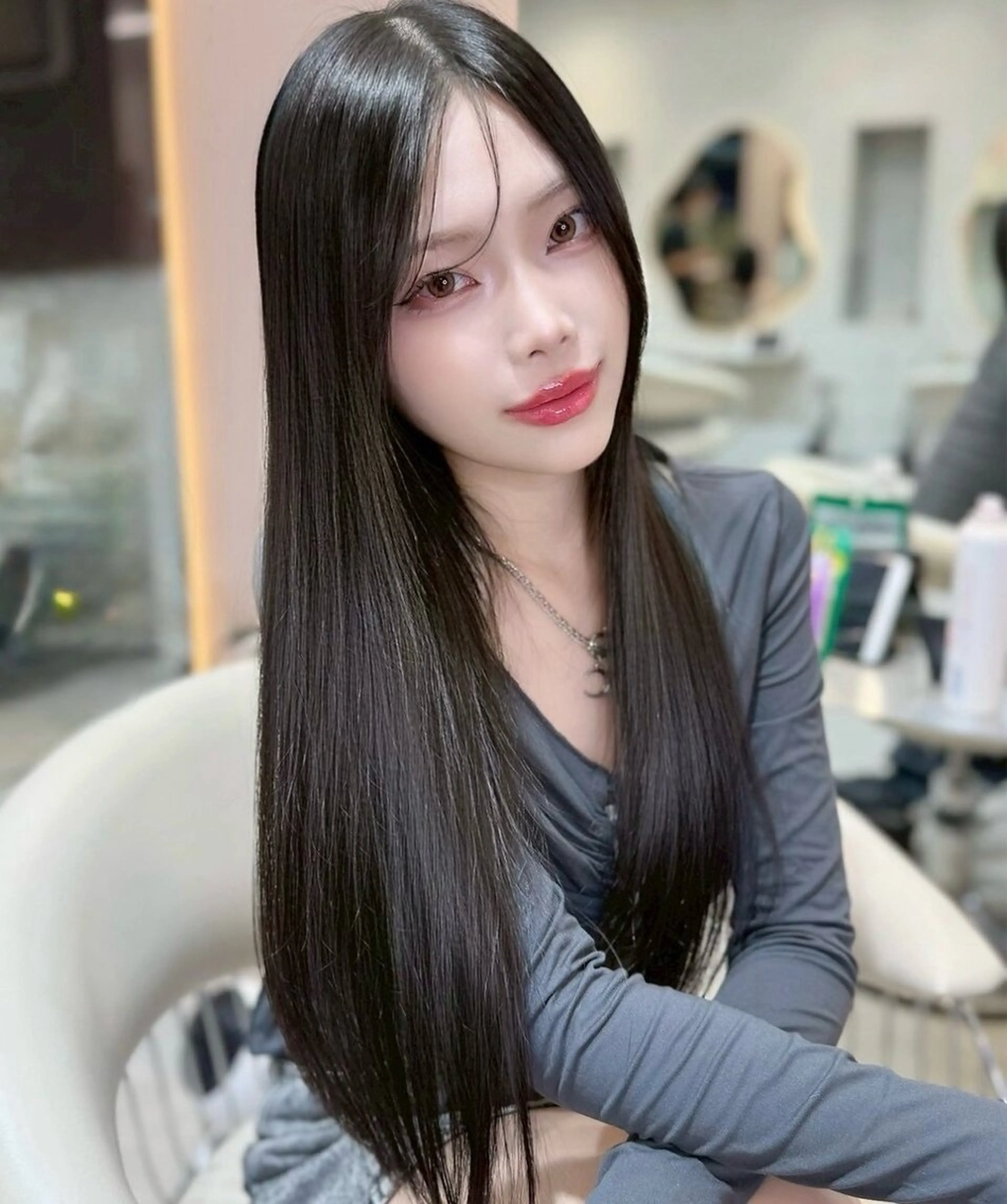 ロング ボブ 髪質改善 韓国風ヘア レイヤーカット 縮毛矯正 カット ヘアカラー 浦和/レイヤー/ボブ 縮毛矯正/大和田拓夢のヘアスタイル