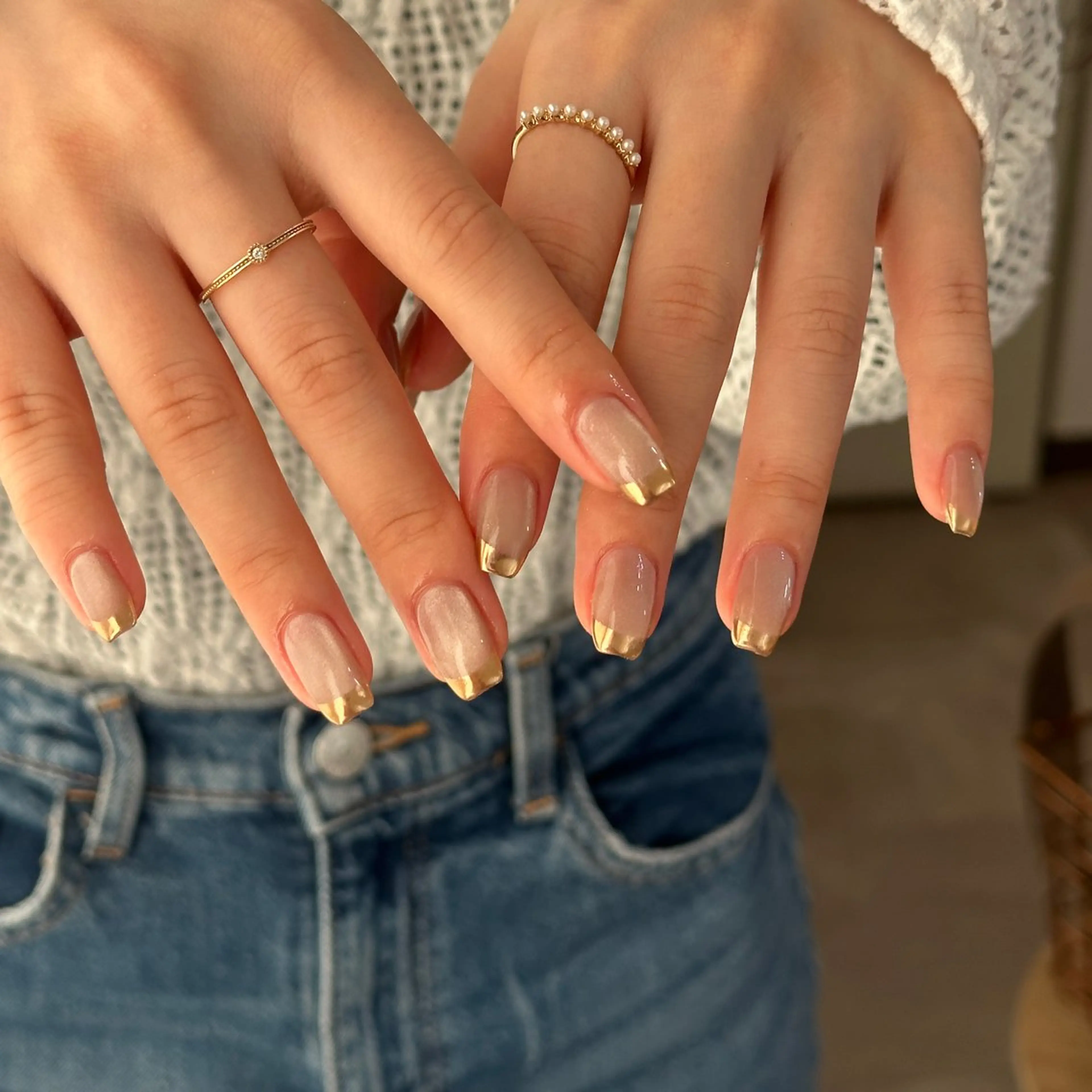 ネイル フレンチネイル ゴールド ハンドネイル cyaan所属・nail salon Cyaanのネイルデザイン