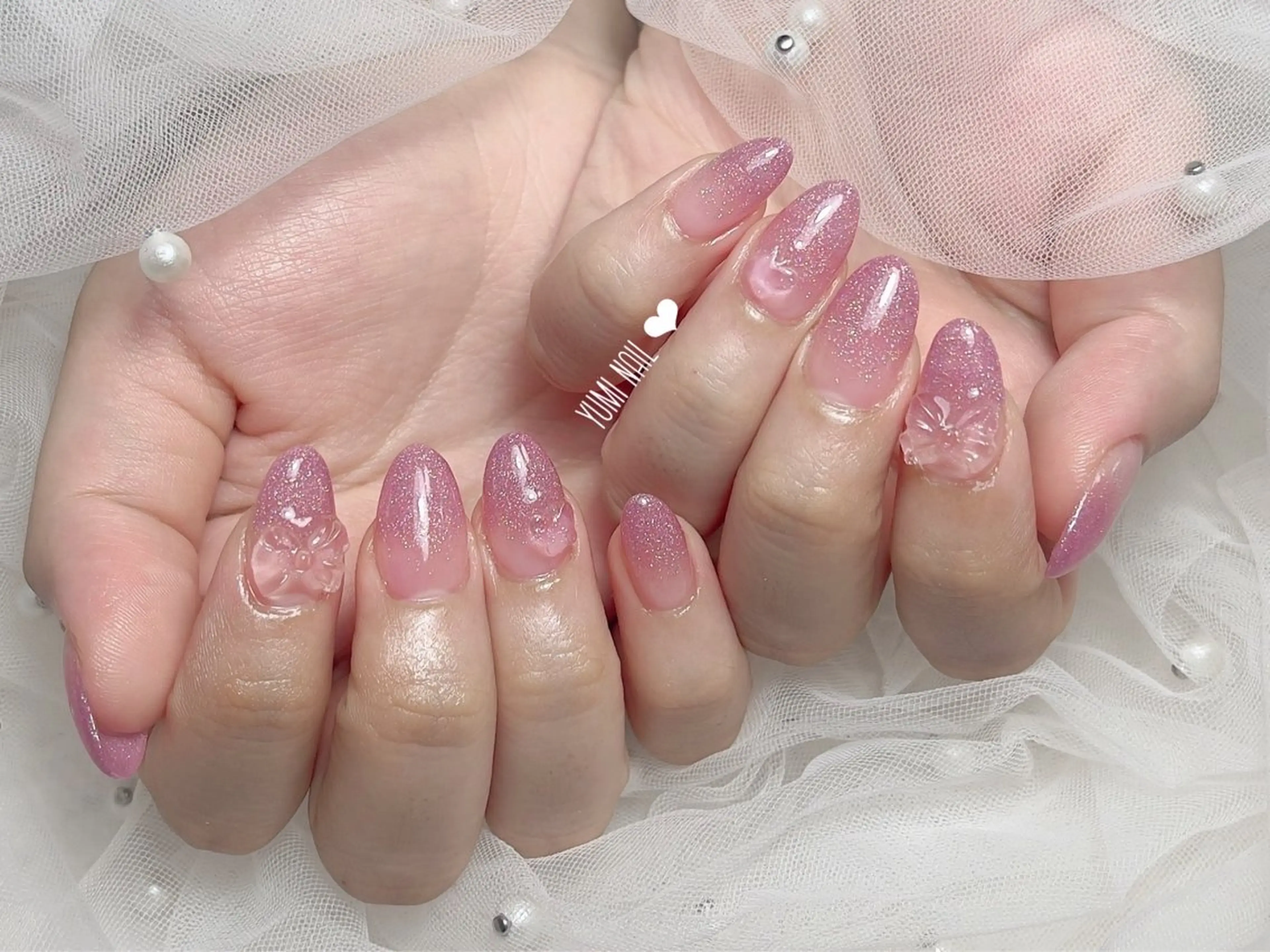 ネイル ハンドネイル ユリ🎀 デザイン長さ出し専門のネイルデザイン