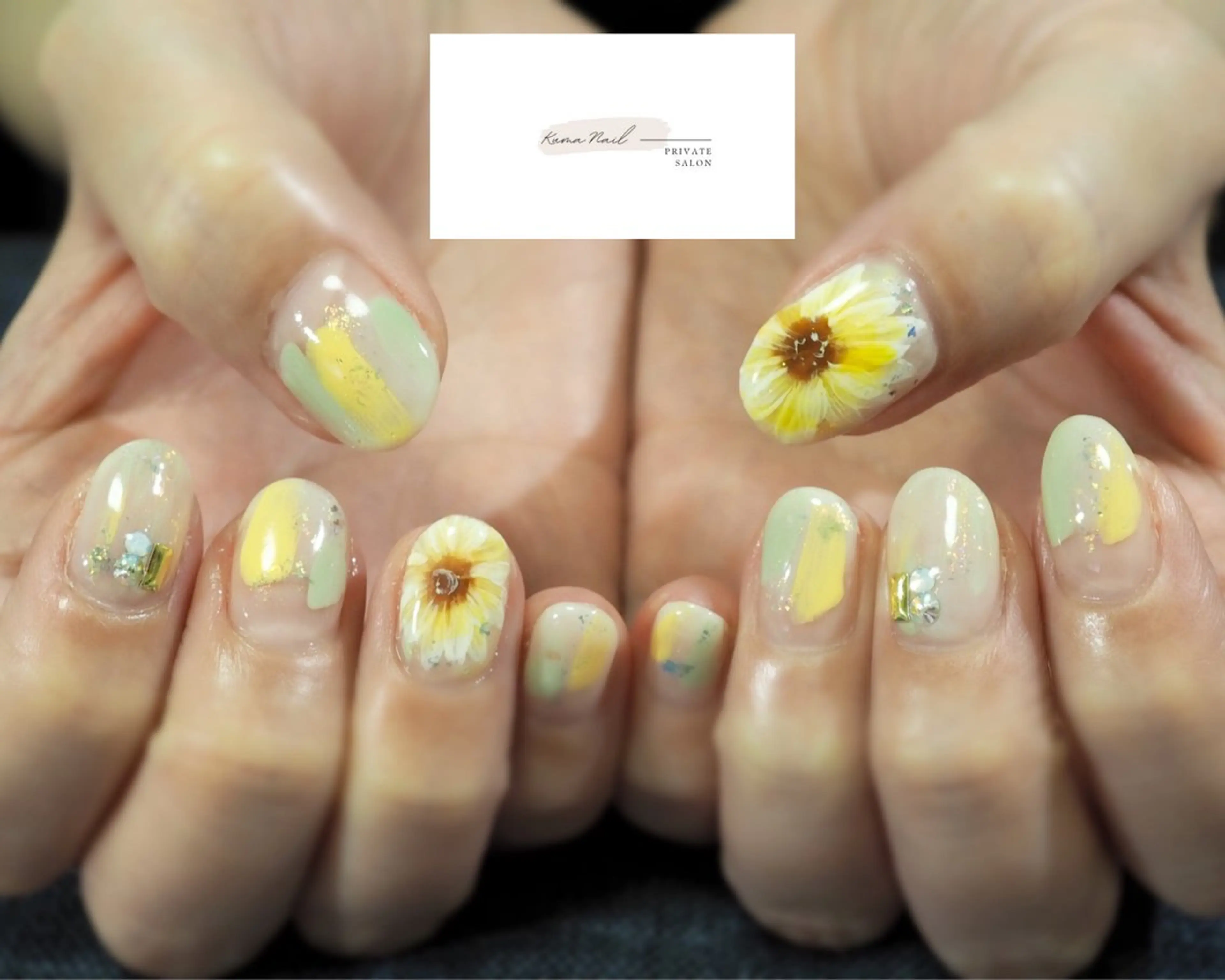 ネイル フラワーネイル キラキラネイル 夏ネイル 藤が丘/守山/長久手 Kuma Nailのネイルデザイン