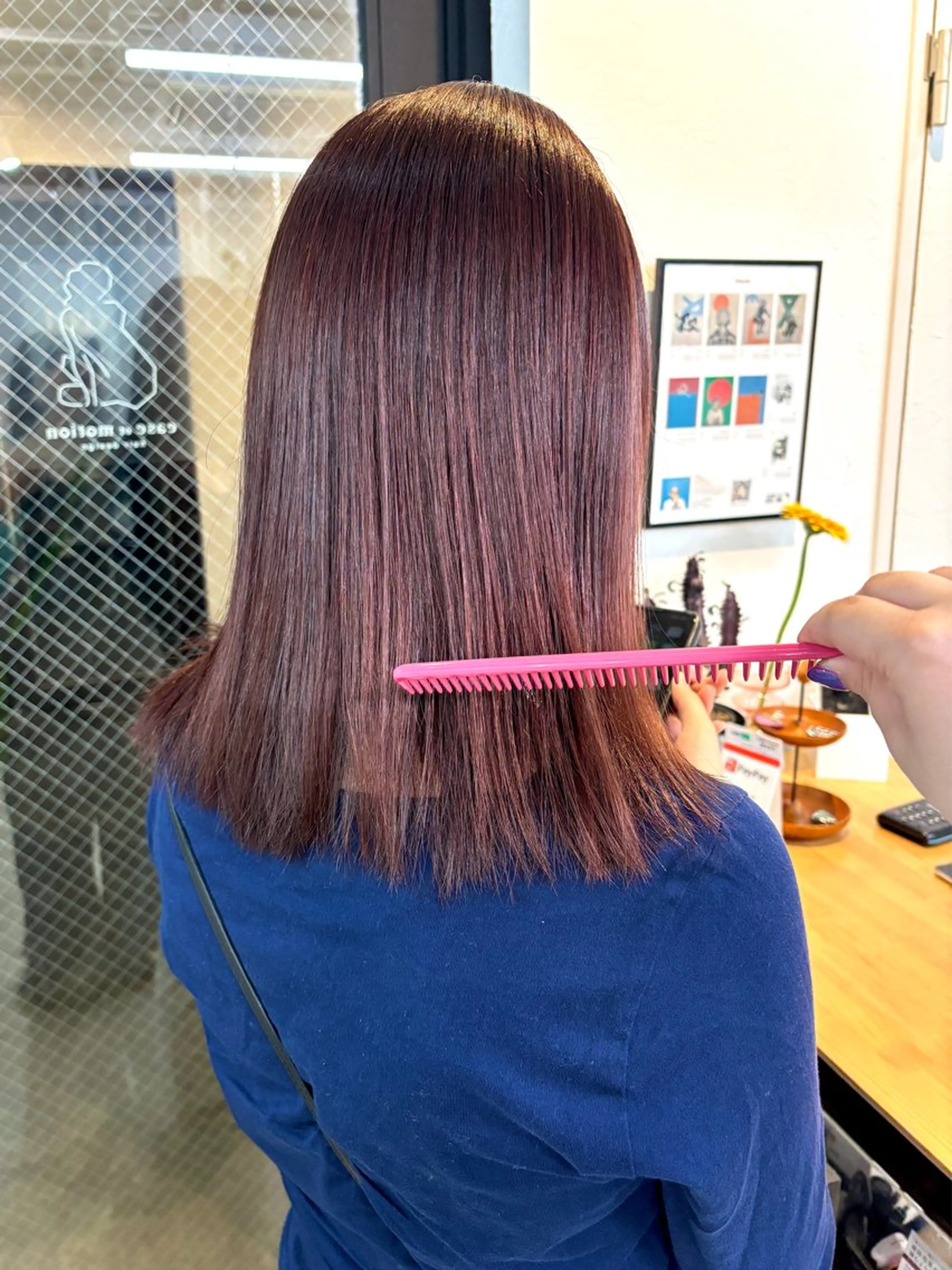 セミロング カラー ブリーチ ブラウンカラー カシス 透明感カラー ラベンダーカラー ヘアカラー 暖色カラー/天神/ ヘイマサクラのヘアスタイル