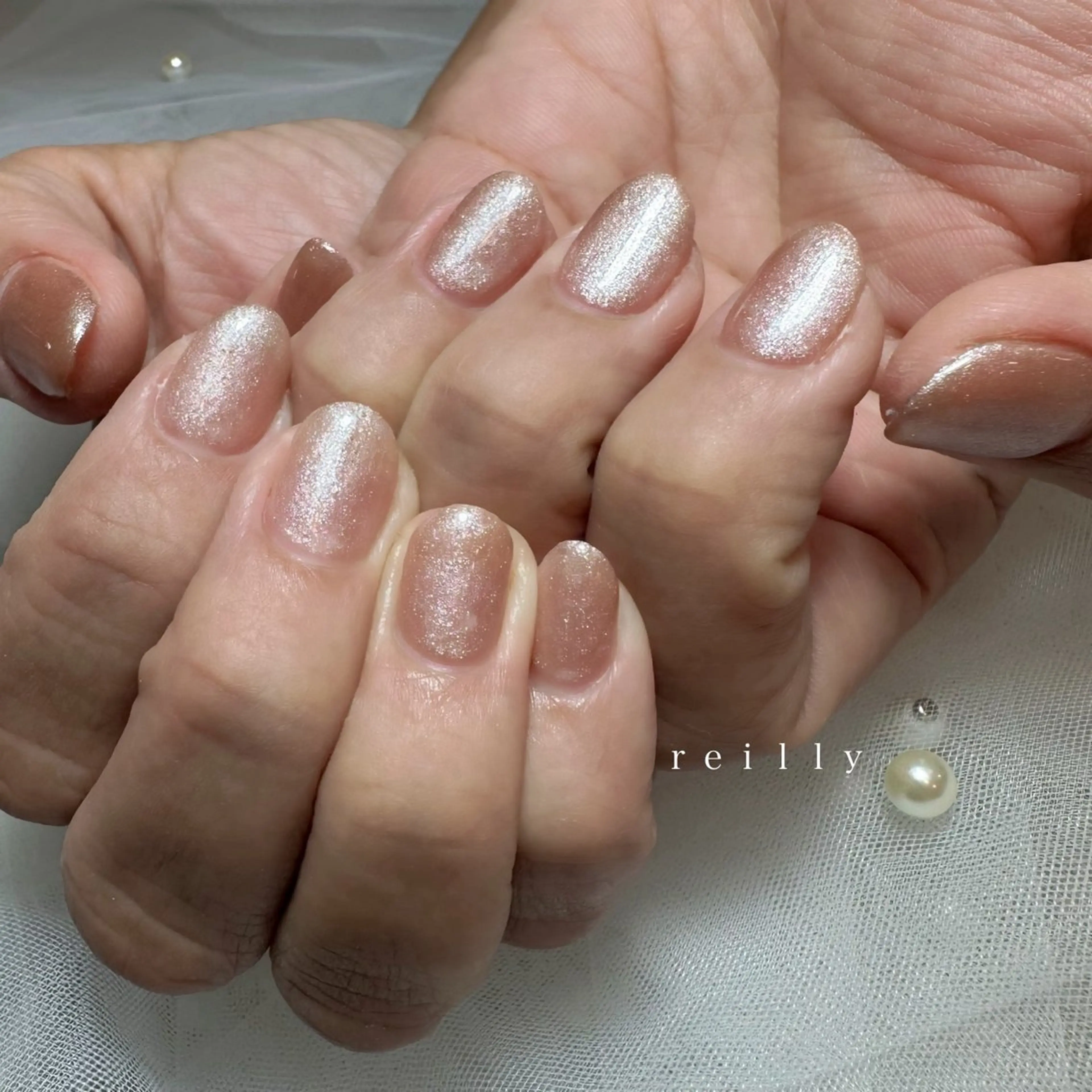 ネイル クリアネイル フラッシュネイル フレンチネイル ジェルネイル キラキラネイル Reilly nail.所属・Reillynail レイリーネイルのネイルデザイン