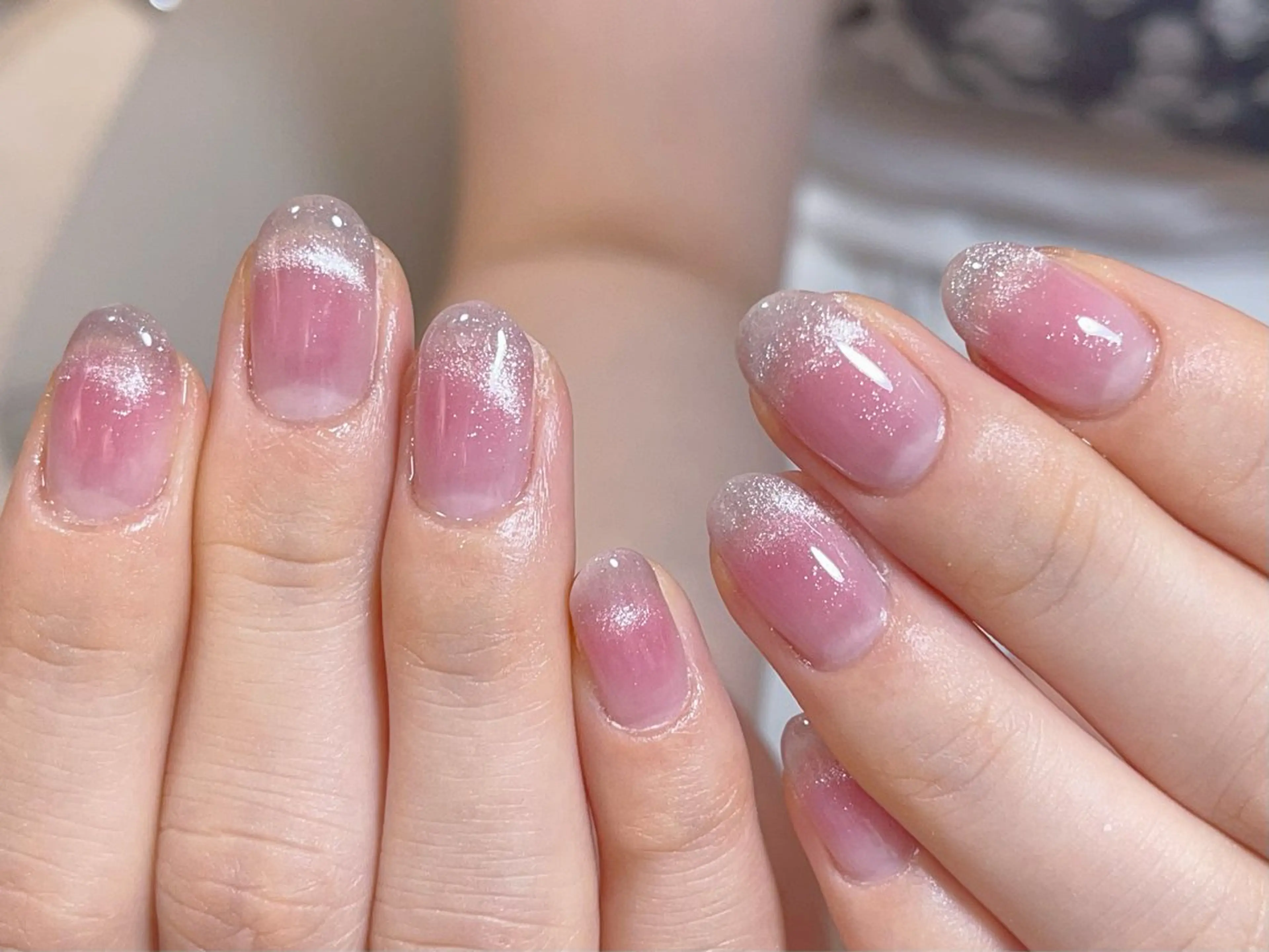 ネイル フレンチネイル ガーリー ガラスフレンチ 韓国ネイル ロングネイル ハンドネイル Venusパラジェル 長さだし専門店のネイルデザイン
