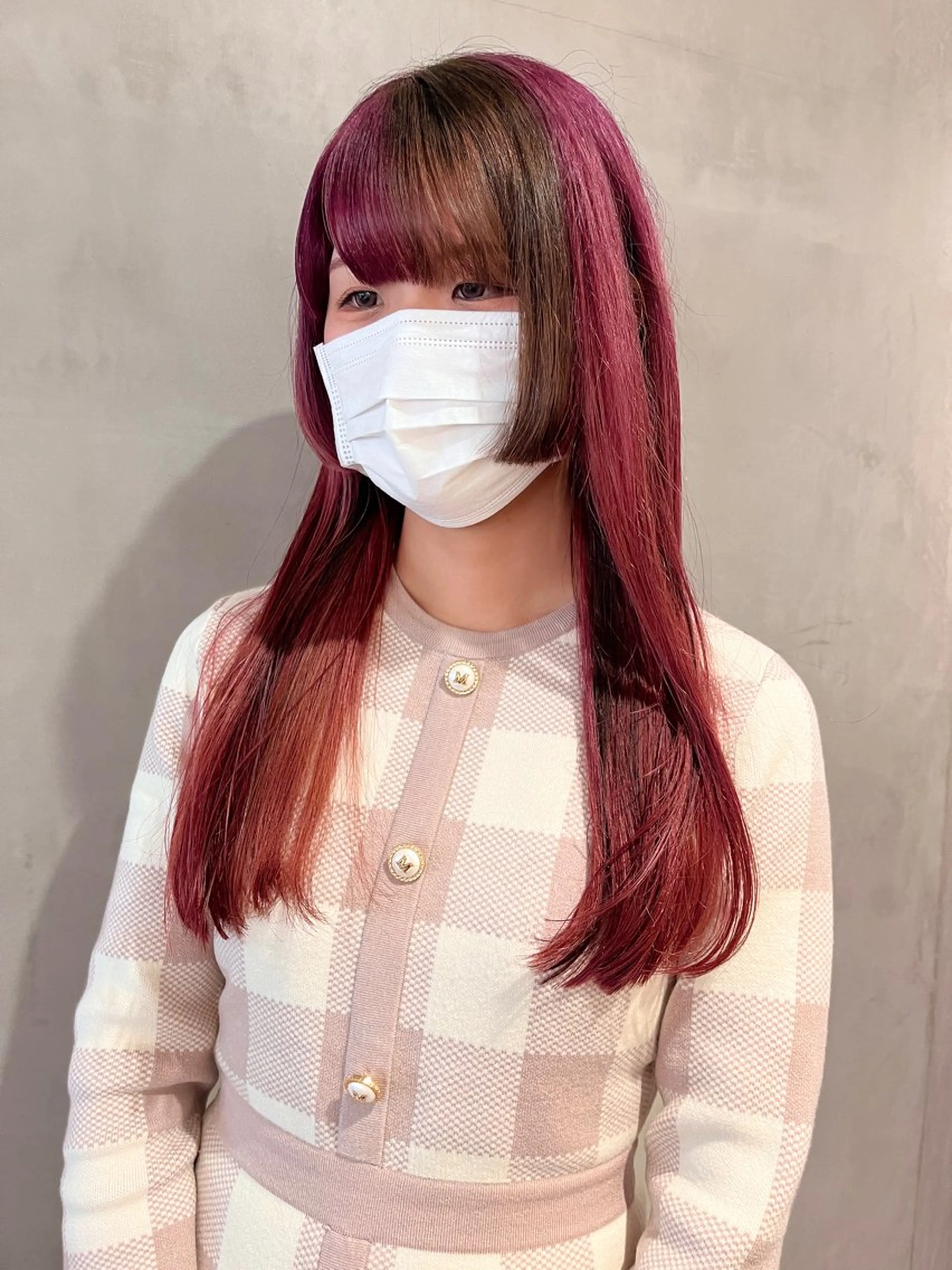 ロング カラー ブラウンカラー ピンクカラー 暖色🍒姫カット🎀 オタク特化🎀ゆうなのヘアスタイル