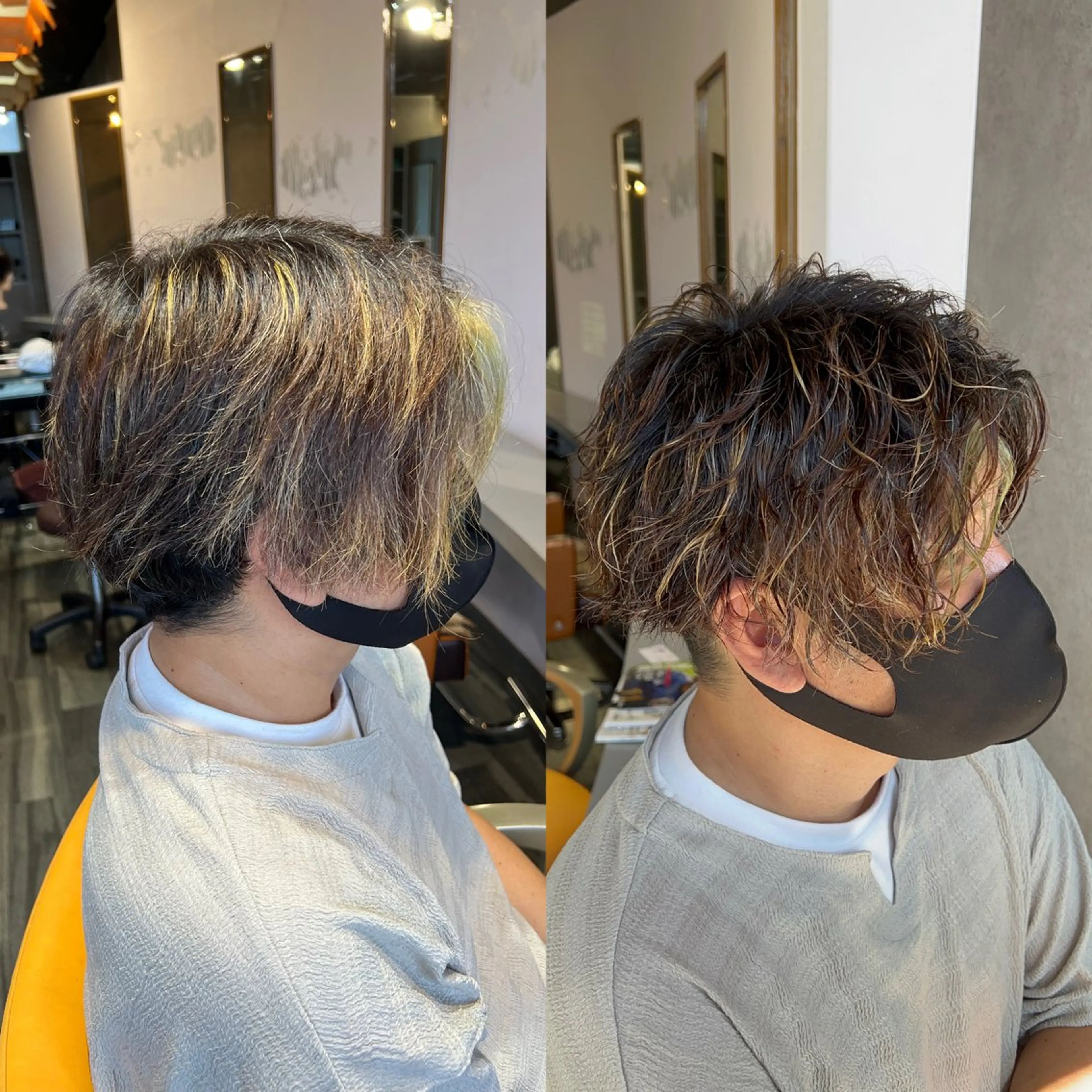 ショート パーマ メンズ 八重津　晃輔 /縮毛矯正／ブリーチのヘアスタイル