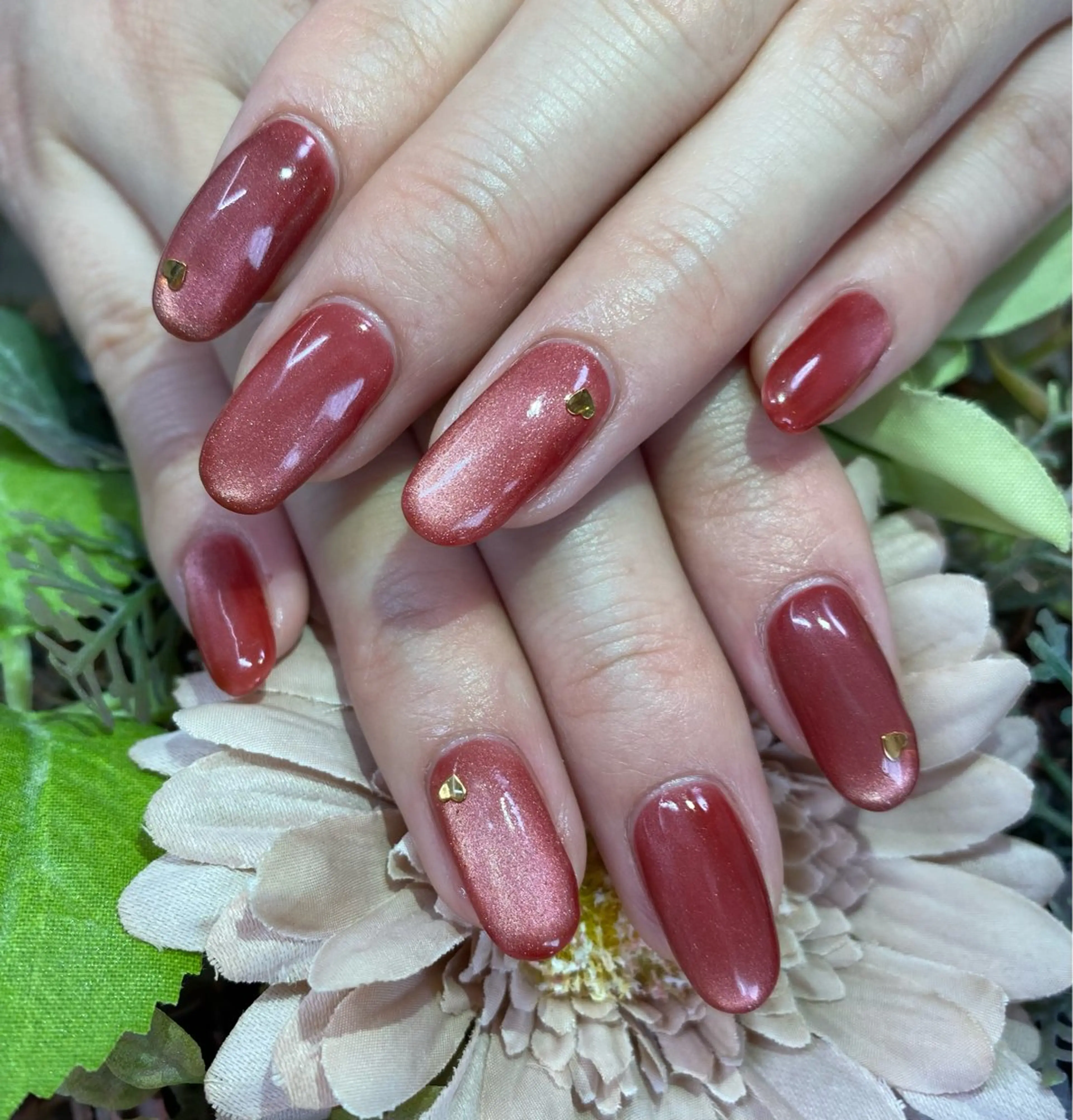ネイル ハート ハンドネイル Glanz  Nail aのネイルデザイン