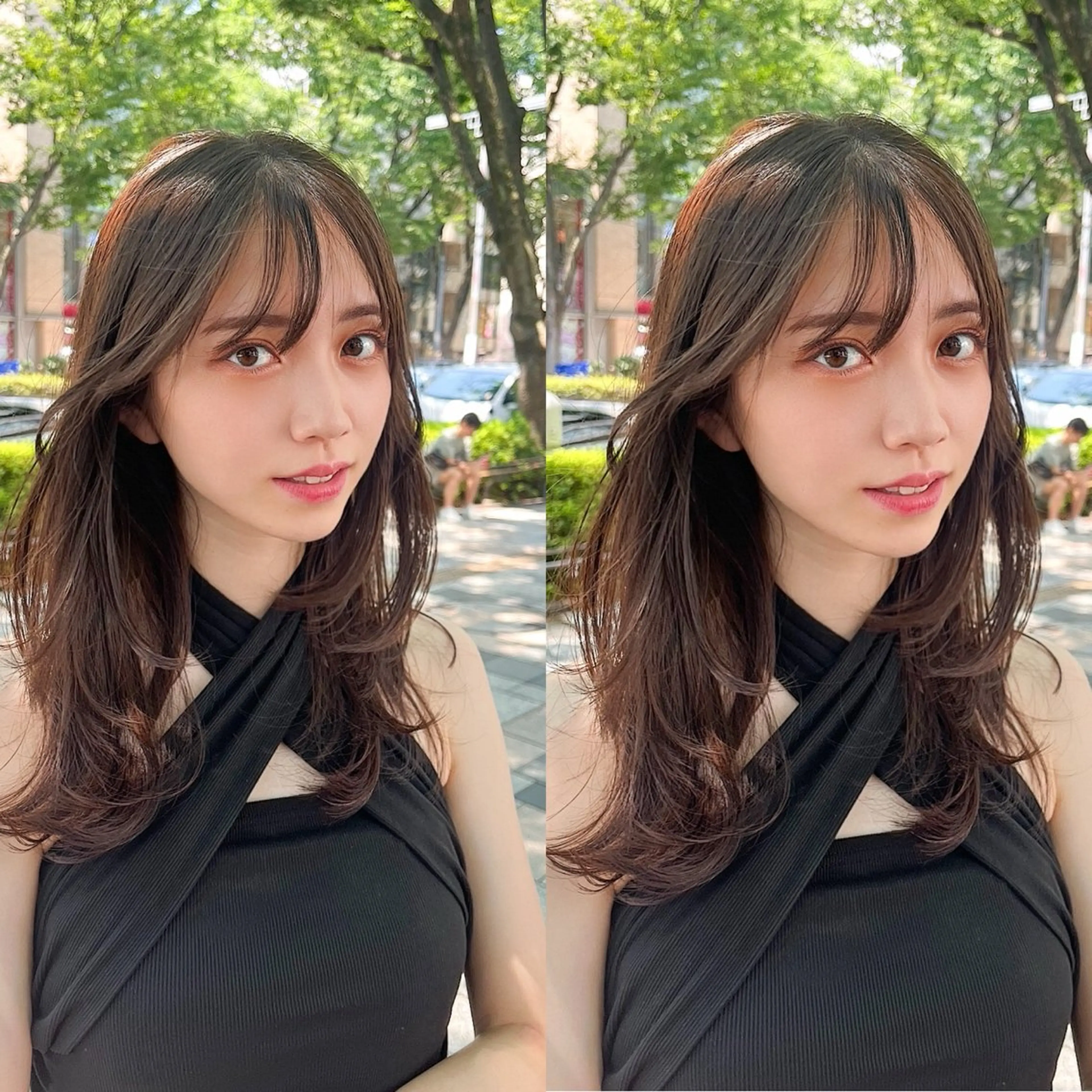 セミロング カラー 山崎/韓国縮毛矯正 レイヤー髪質改善のヘアスタイル