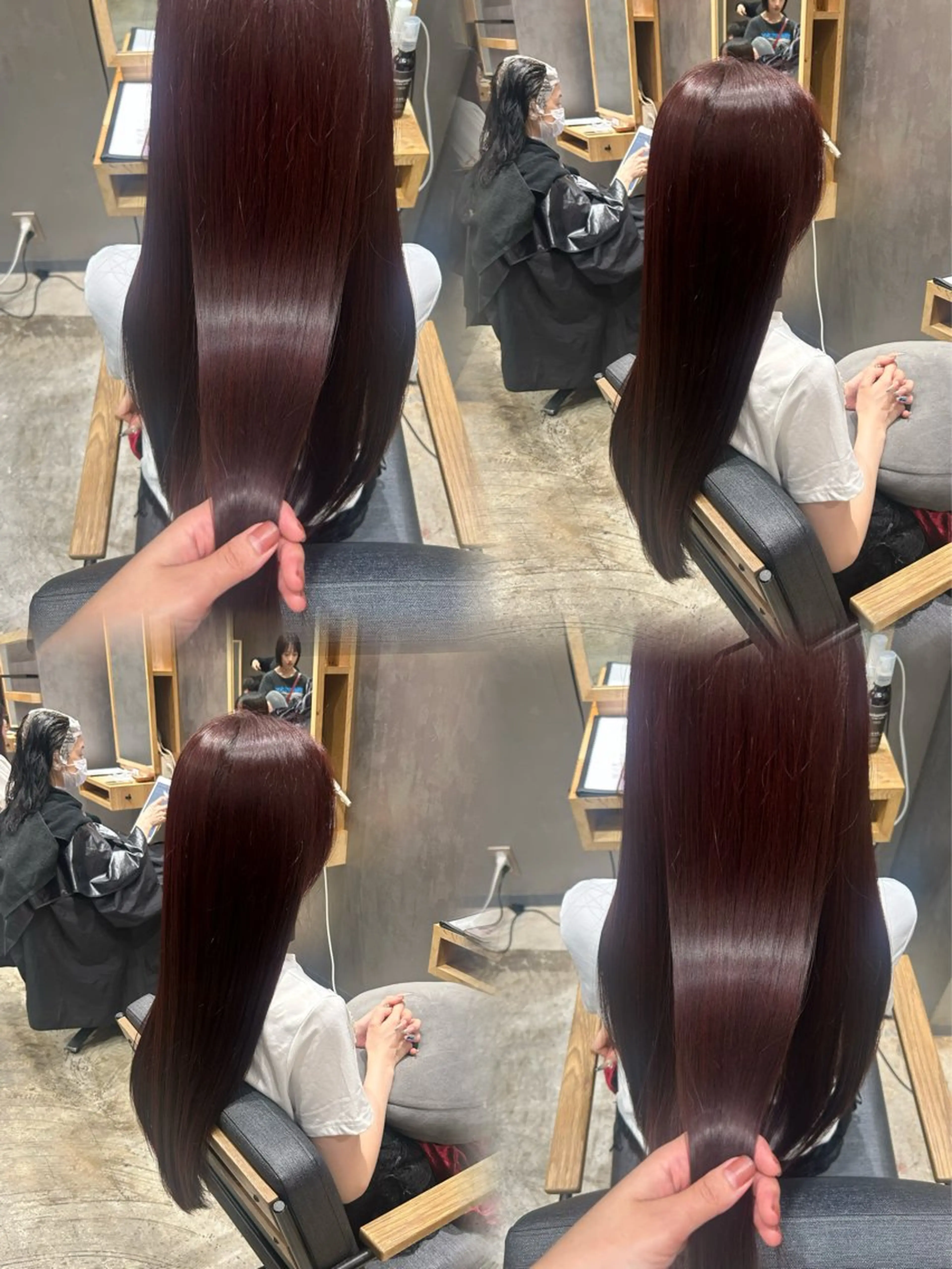 ロング カラー ボルドーカラー ヘアカラー 心斎橋🤍inity KIKOのヘアスタイル