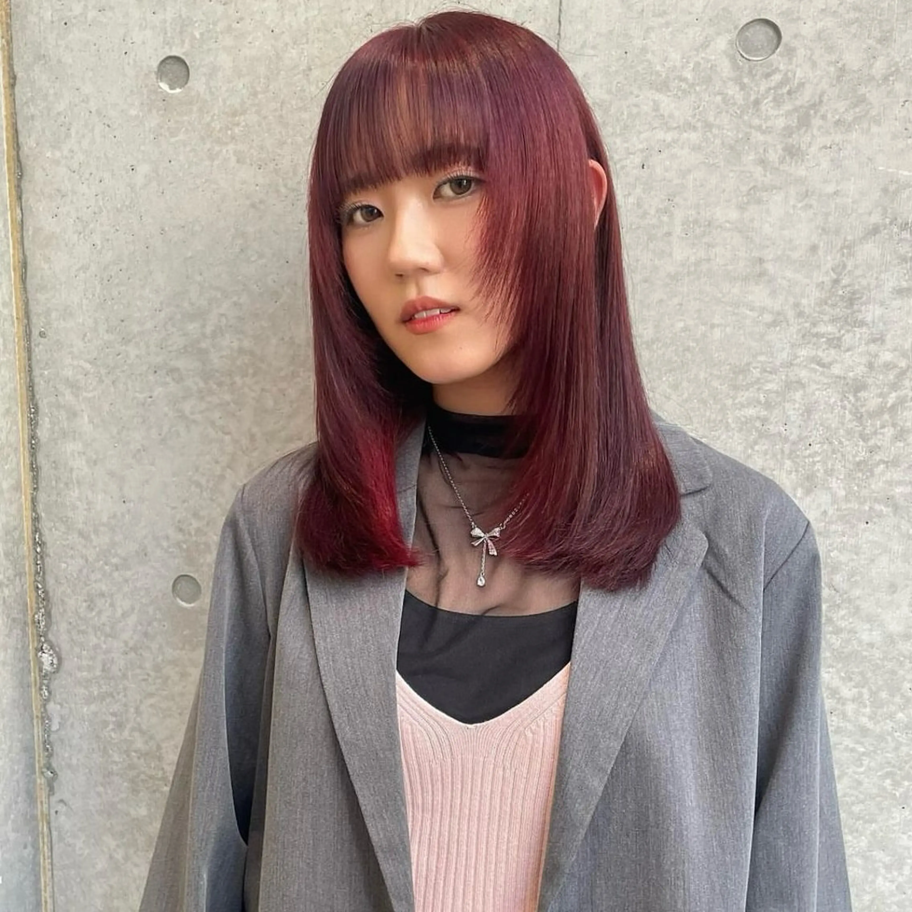 セミロング カラー ヘアアレンジ ブリーチ ブリーチなしカラー ヘアカラー トリートメント ヘッドスパ Mizobe misakiのヘアスタイル