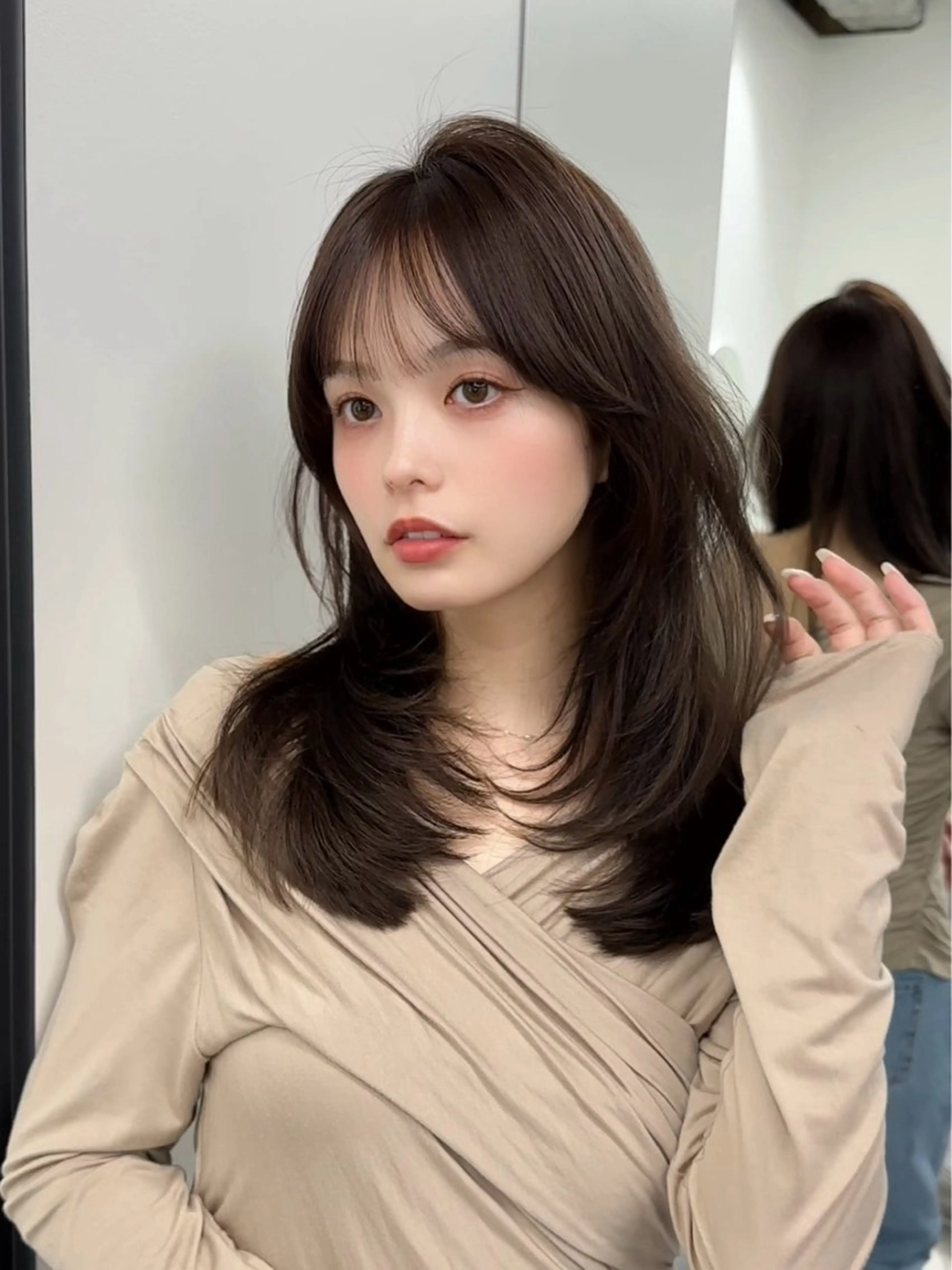 セミロング カット ヘアカラー トリートメント ブリーチなしヘーゼル 🤎透明感カラー 唯のヘアスタイル