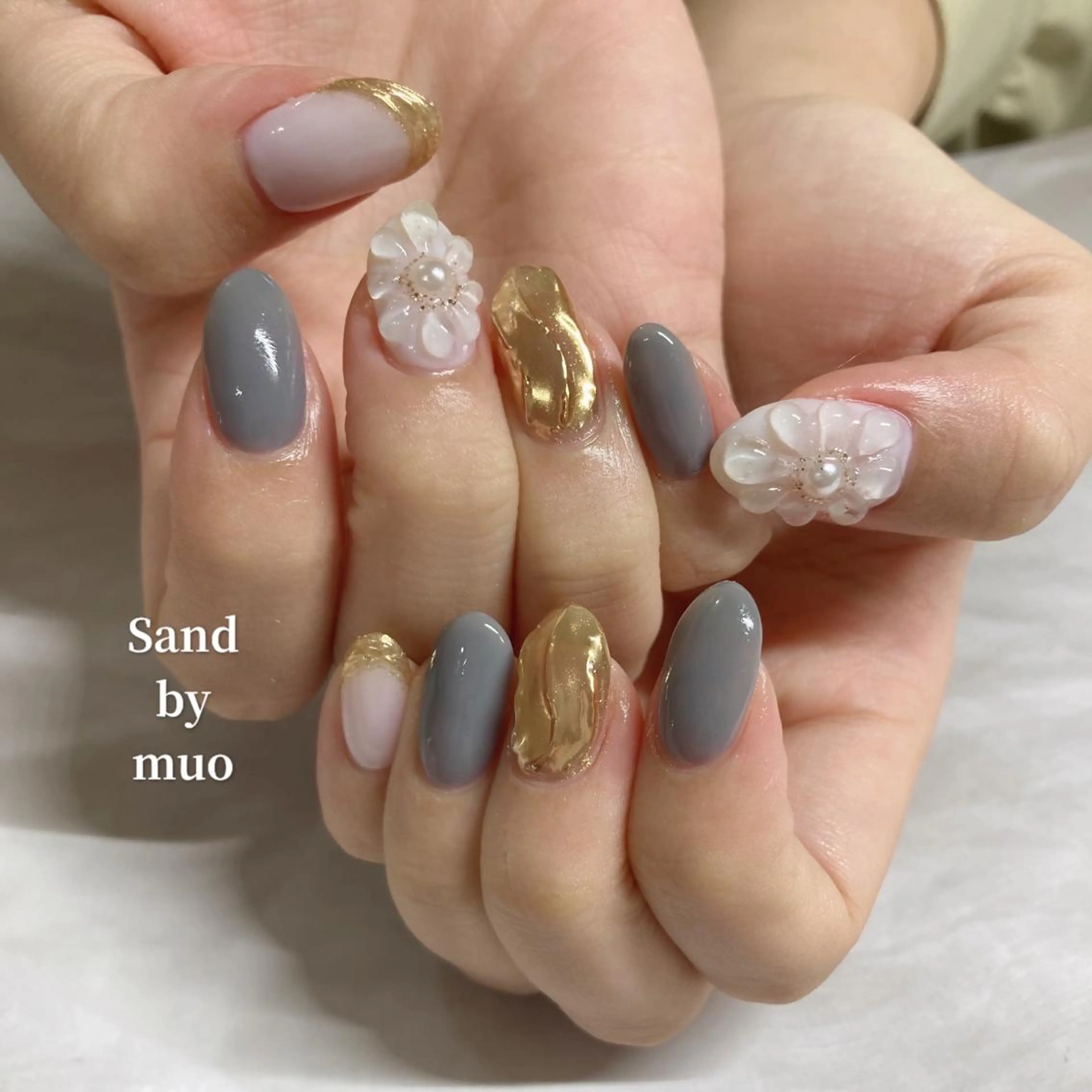ネイル フラワーネイル 卒業式 ぷっくりネイル Sand by muoのネイルデザイン