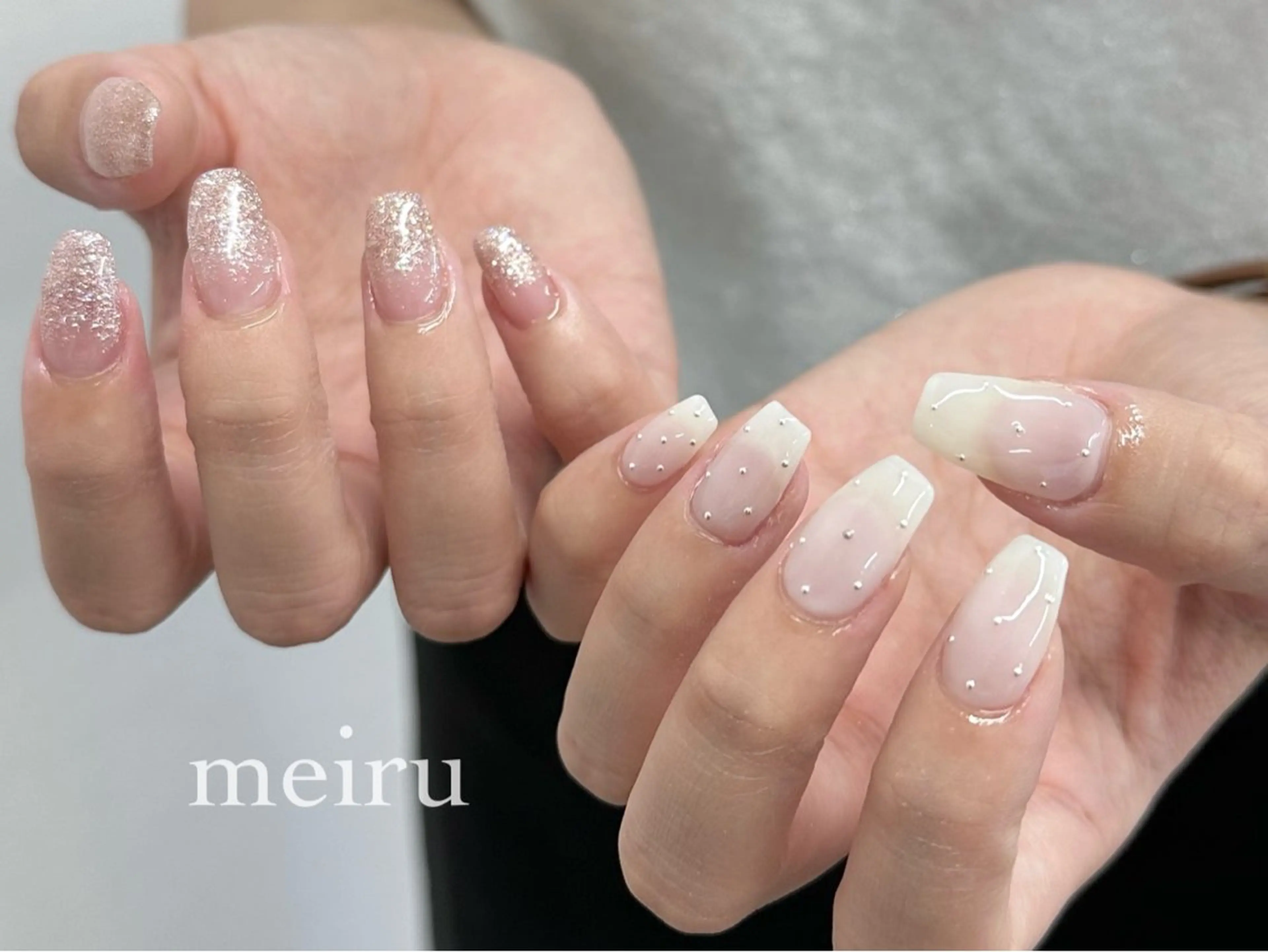 ネイル グラデーション ラメ(グリッター) ラメグラデーション ワンカラーネイル シンプルネイル 🤍meiru 🤍ネイリストのネイルデザイン