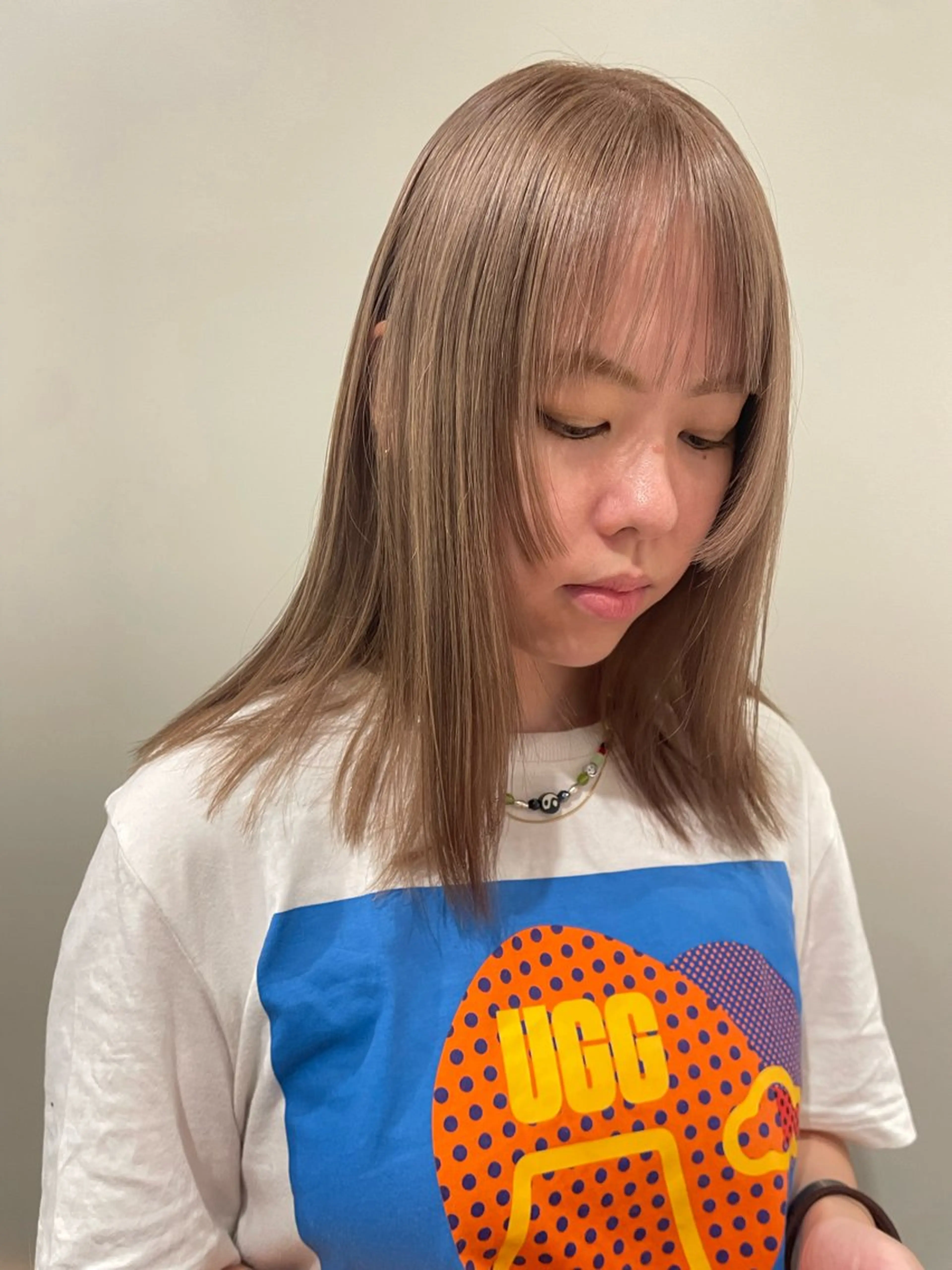 セミロング カラー ブロンド ホワイトブロンド 森田 博樹のヘアスタイル
