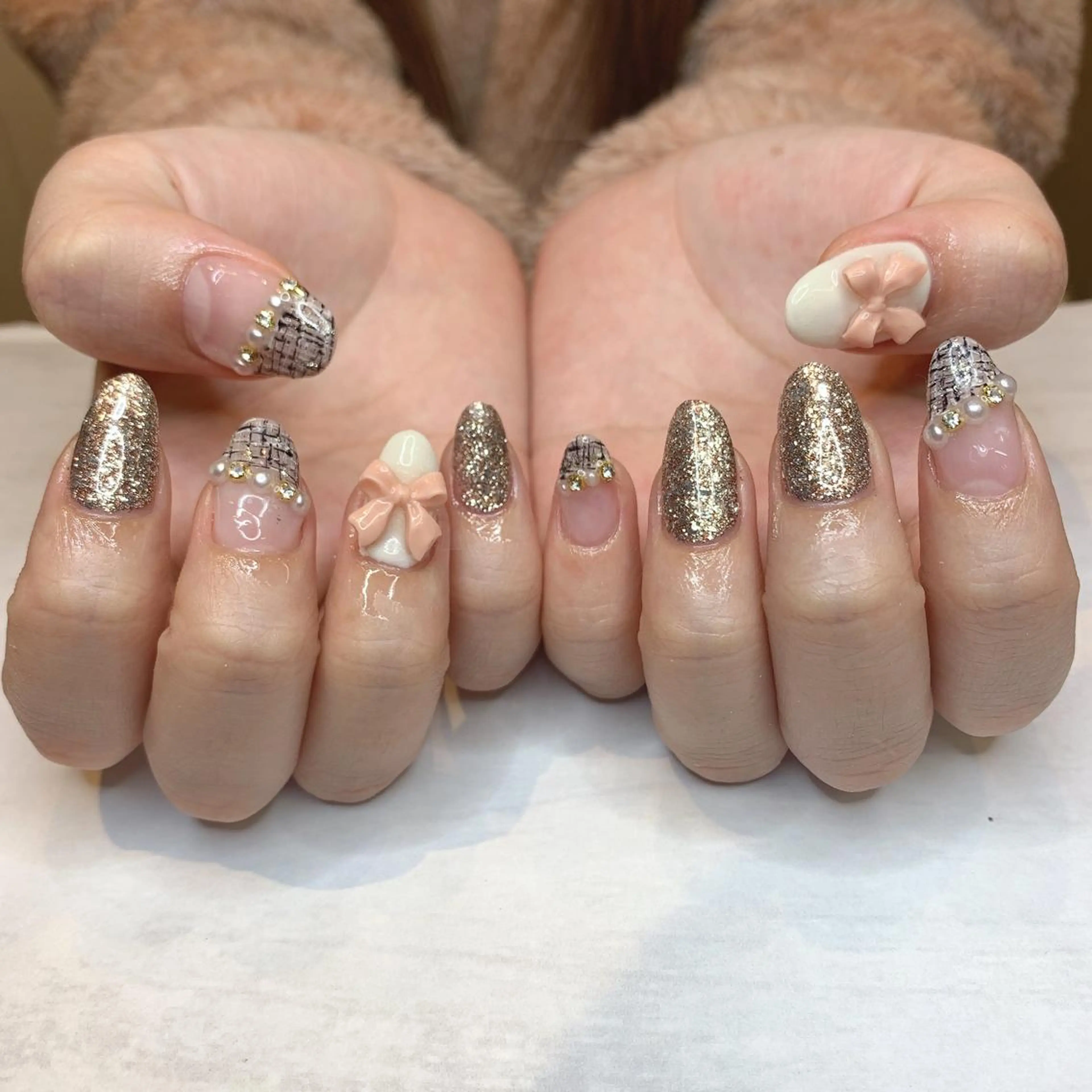 ネイル リボン ハンドネイル フットネイル Adite nailのネイルデザイン