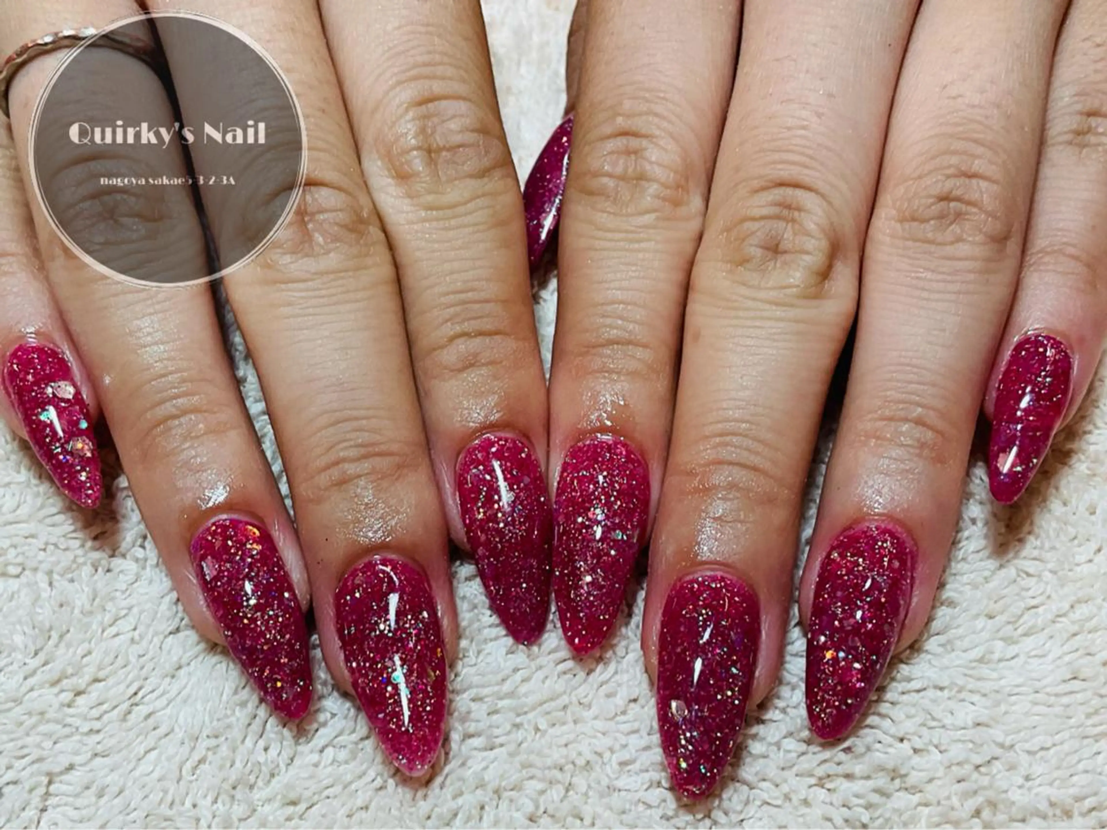 ネイル ラメ(グリッター) ピンク Quirky's Nail【栄店】のネイルデザイン