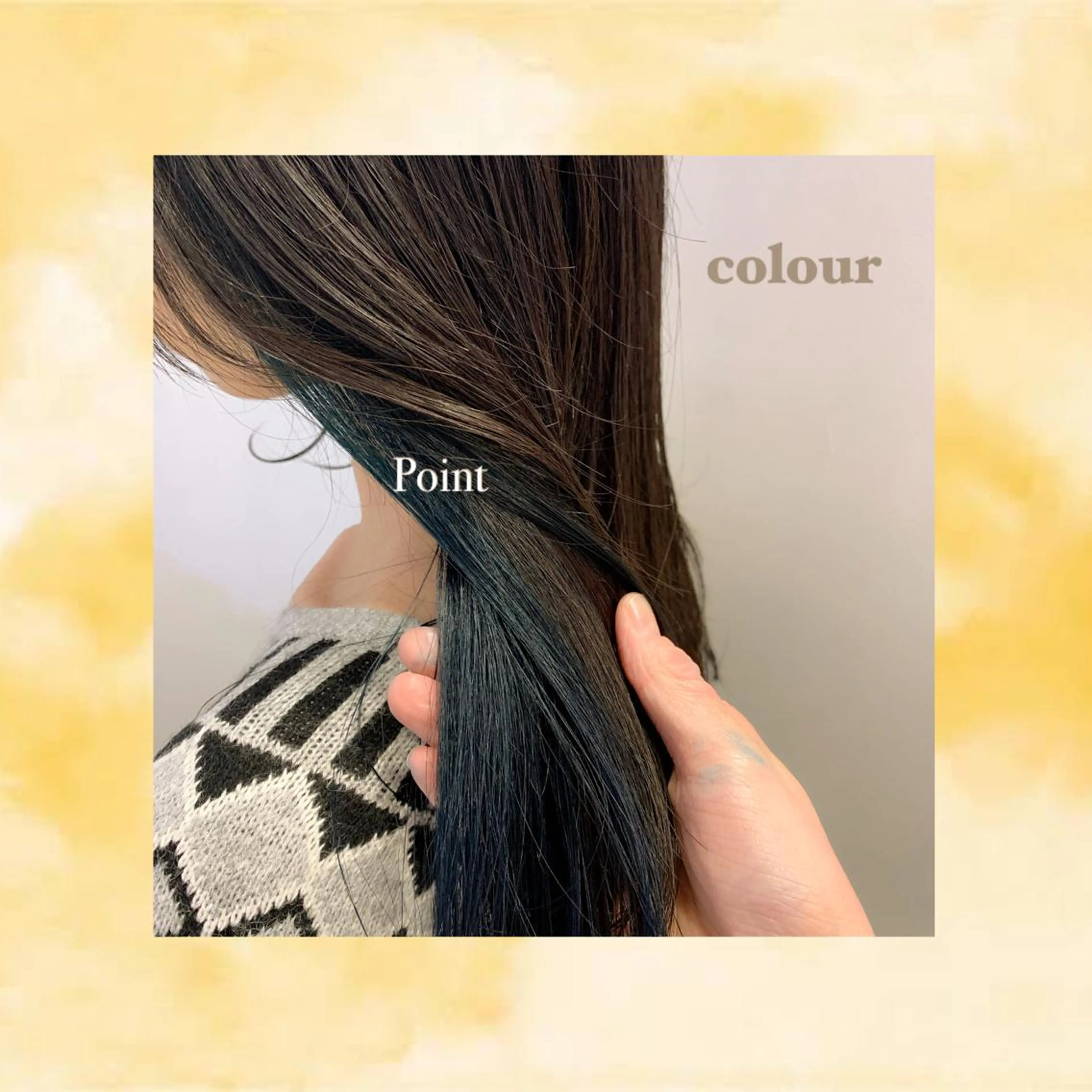 ロング カラー ブルーカラー インナーカラー apish 夏琳のヘアスタイル