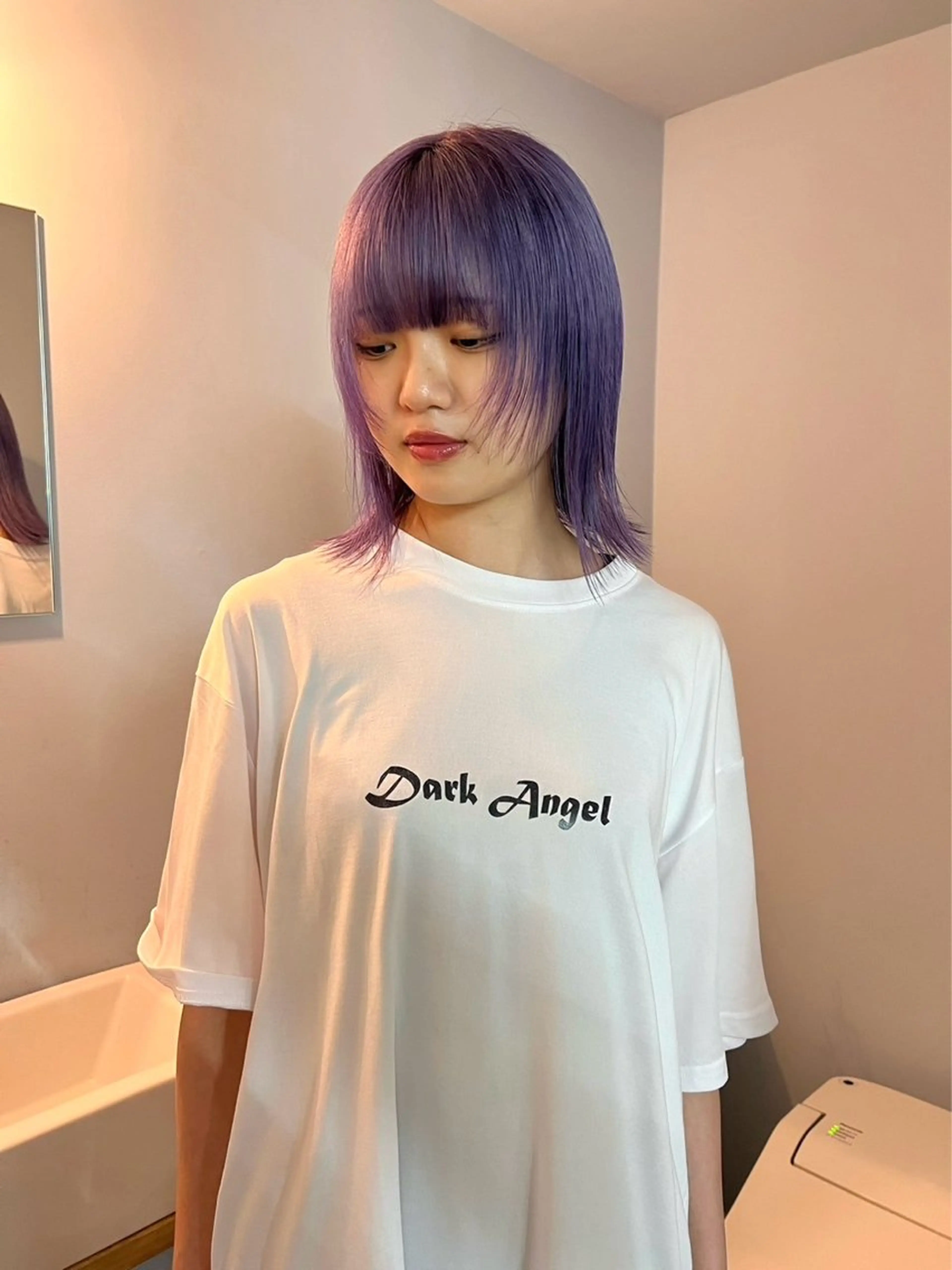 ミディアム カラー ヘアカラー トリートメント カットモデル/ ハイトーン/ゆうあのヘアスタイル