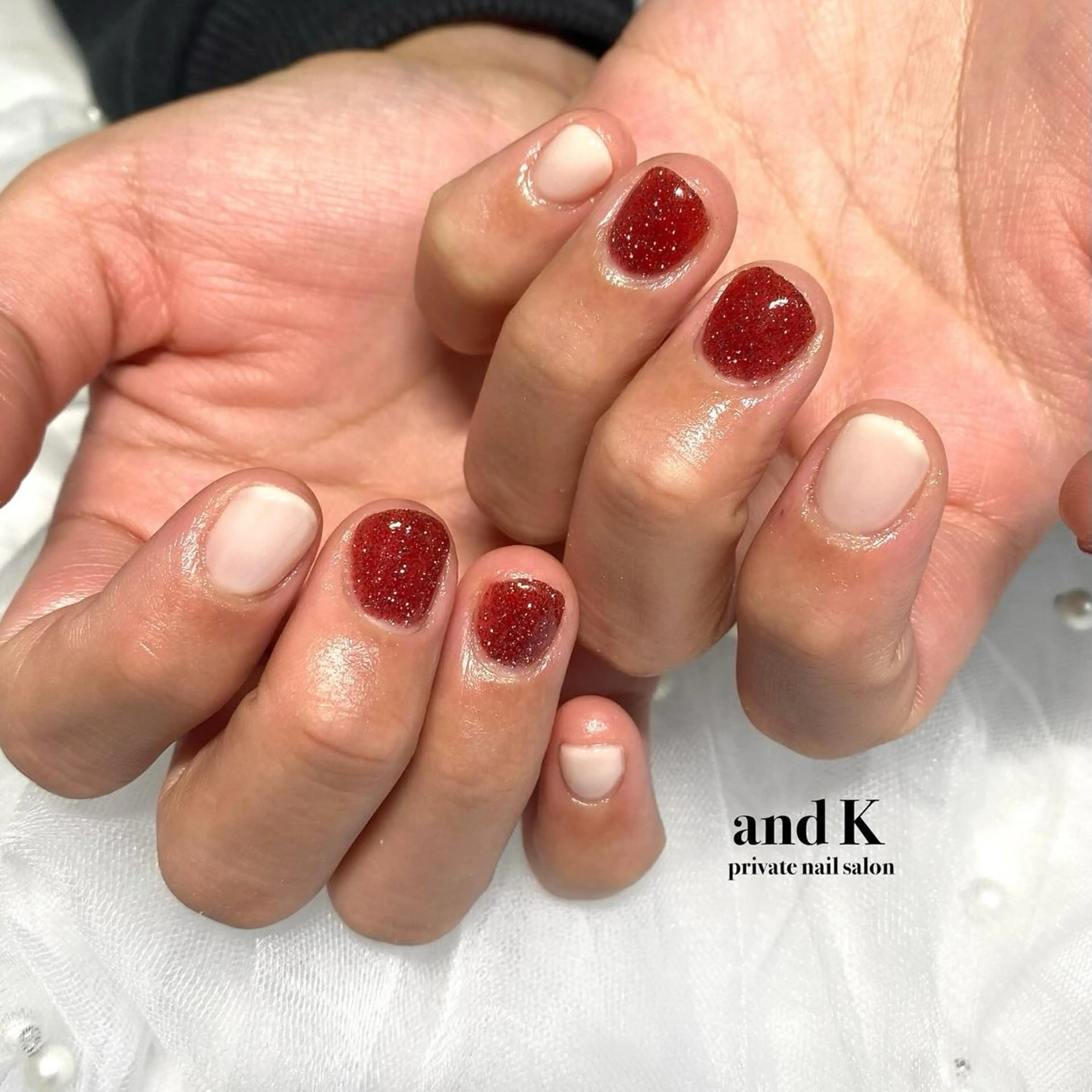 ネイル フラッシュネイル マグネットネイル ホワイト andK nail salonのネイルデザイン