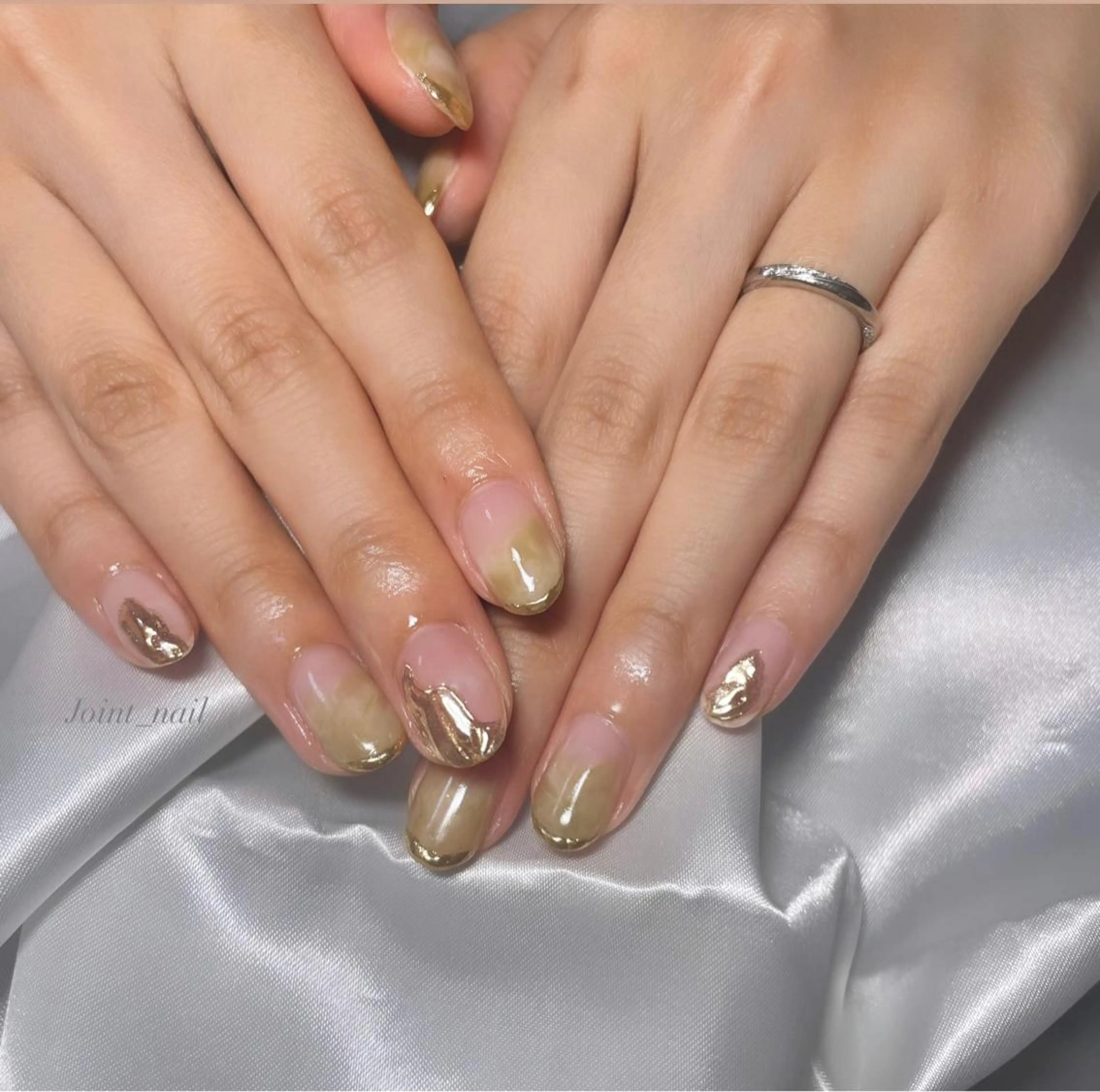 ネイル ゴールド ミラーネイル ハンドネイル Joint_ nailのネイルデザイン