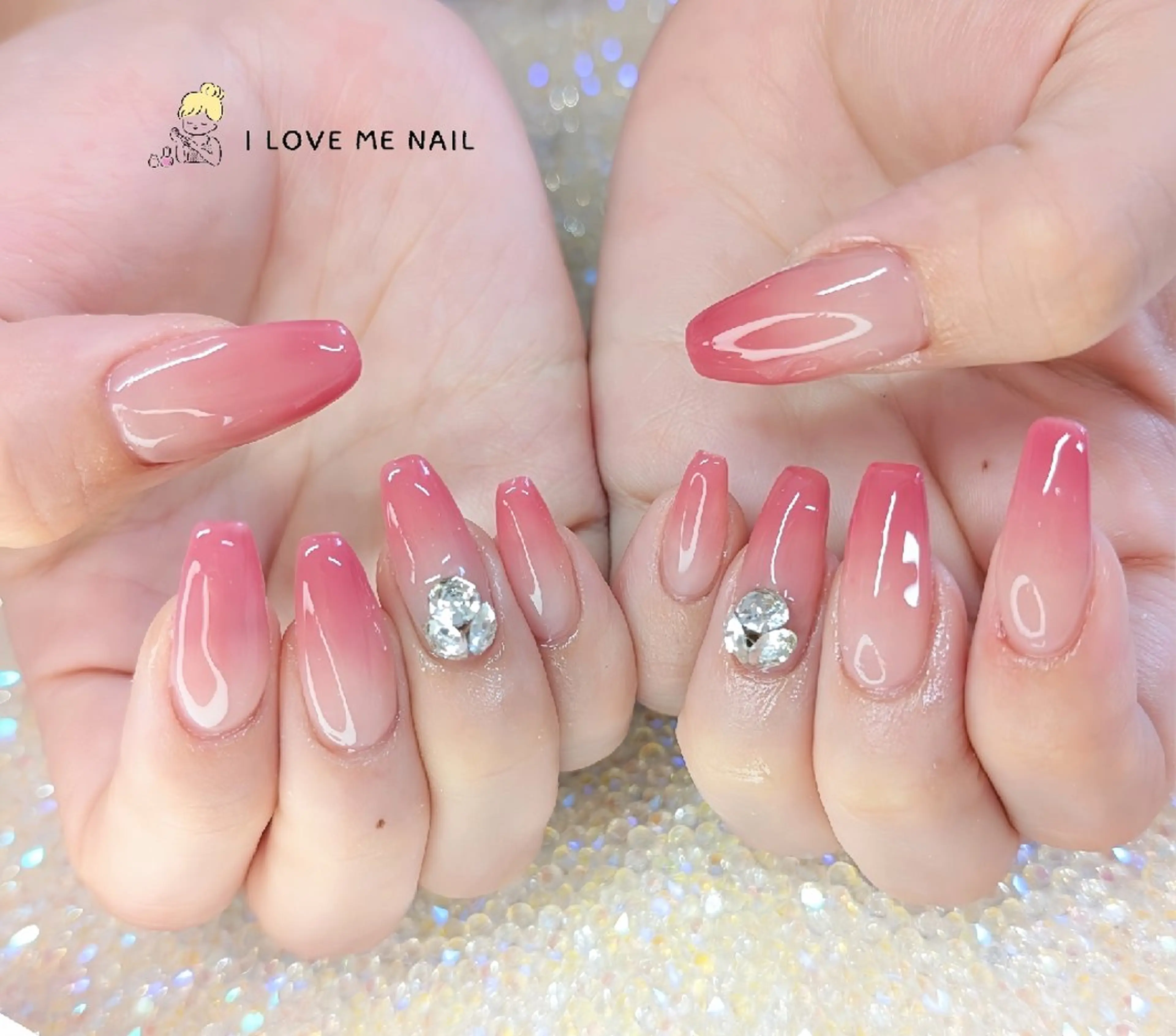 ネイル 長さ出し ハート 韓国ネイル マグネットネイル ニュアンスネイル ハンドネイル I LOVE ME  NAIL.｡.:*♡のネイルデザイン