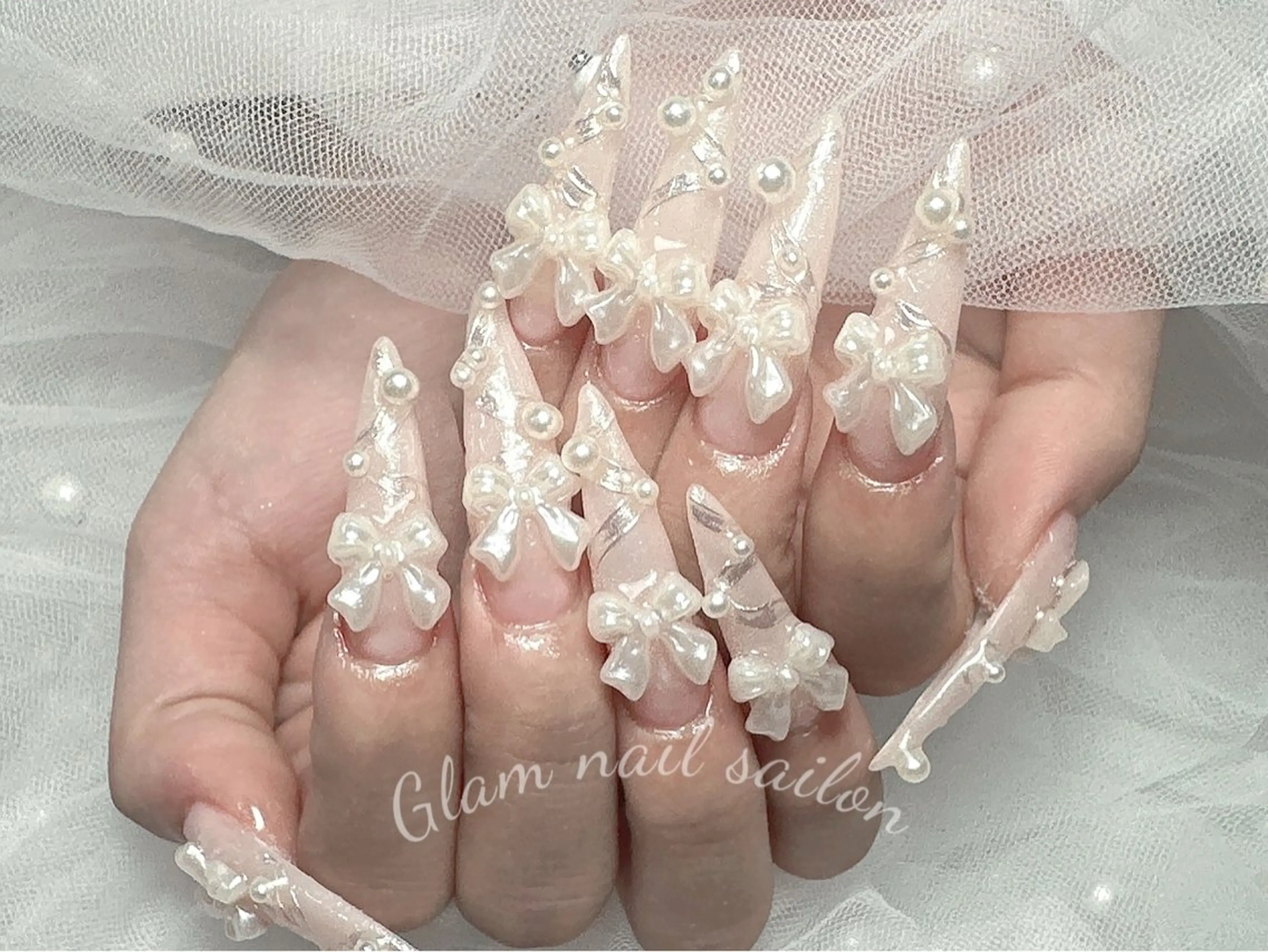 ネイル エツメ💅 長さだし🎀デザインのネイルデザイン