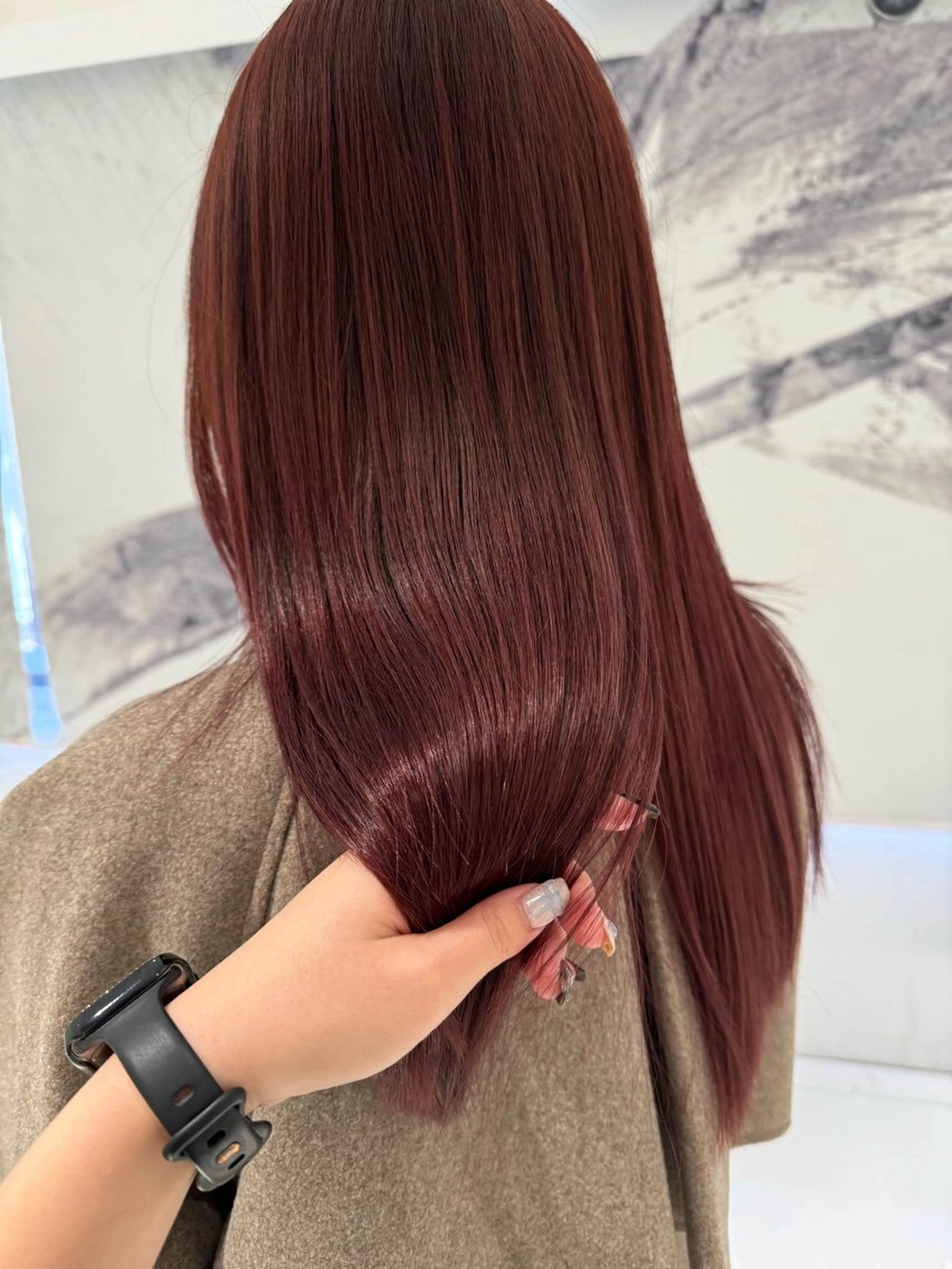 ロング カラー レッドカラー ヘアカラー ｱｵﾇﾏ ﾐﾕ 🦕のヘアスタイル