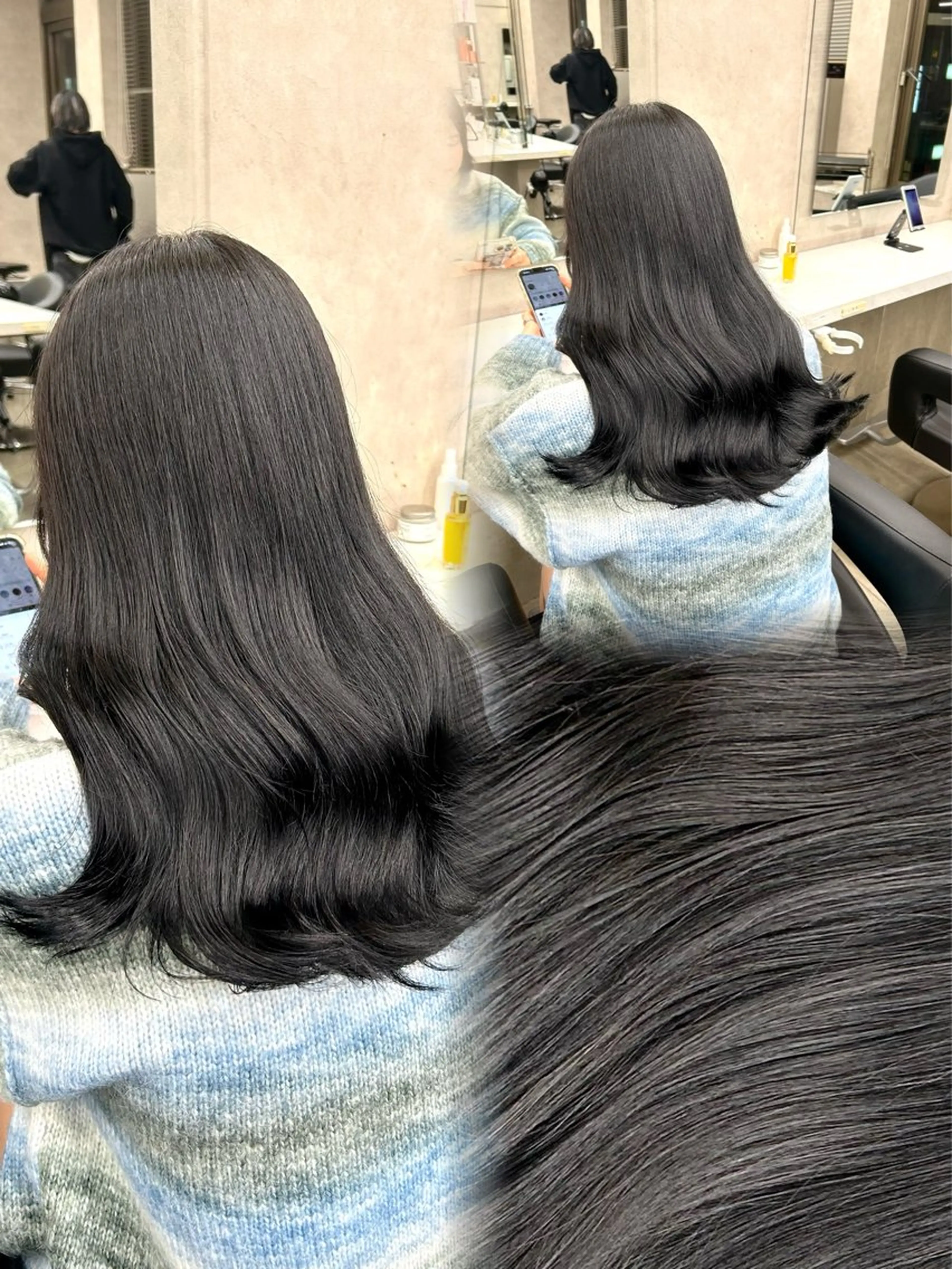 セミロング カラー パーマ ヘアアレンジ メンズ キッズ 🦋透明感グレージュ /韓国レイヤー🦋のヘアスタイル