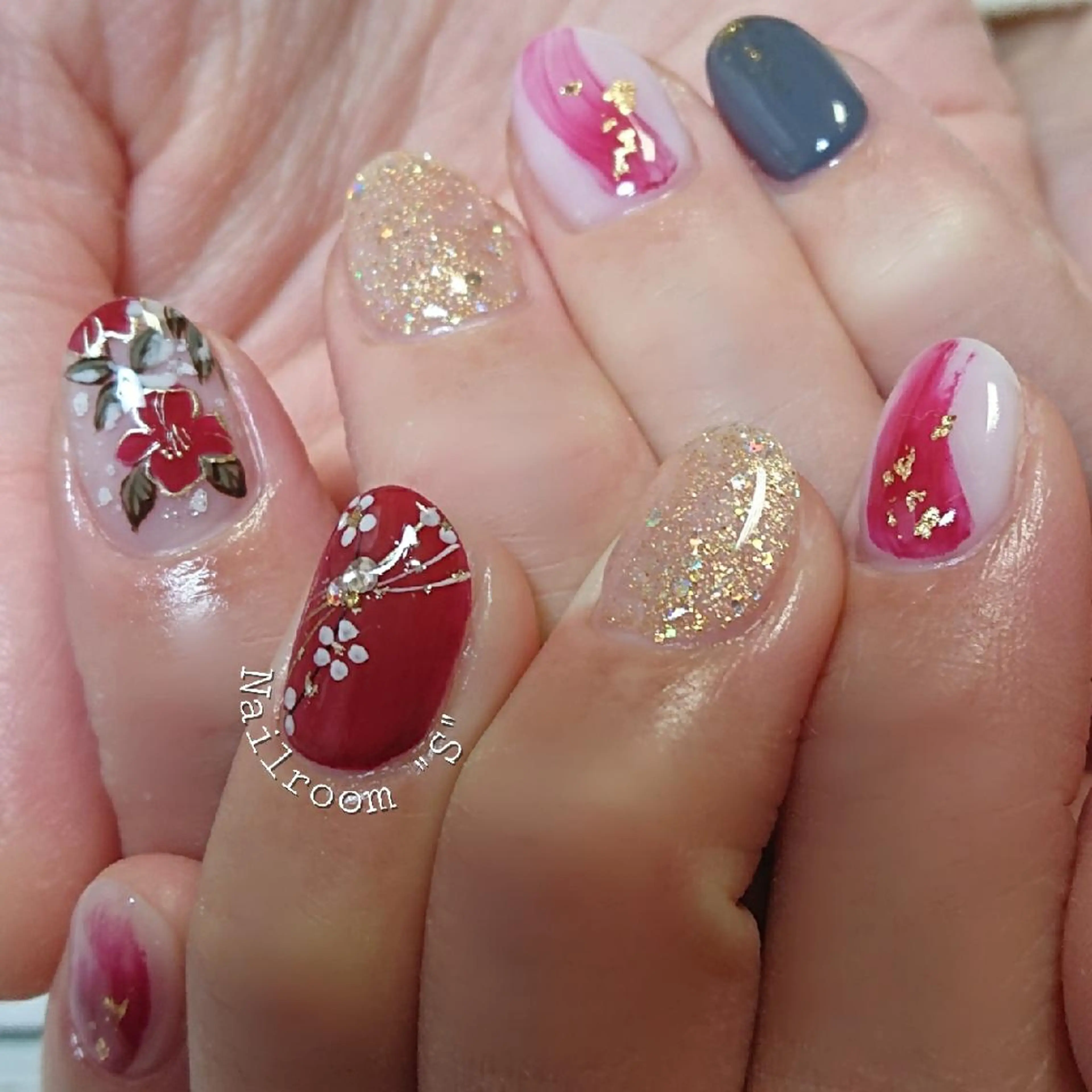 ネイル アートネイル 大理石ネイル(マーブル) Nail room  "S"  SAKAIのネイルデザイン