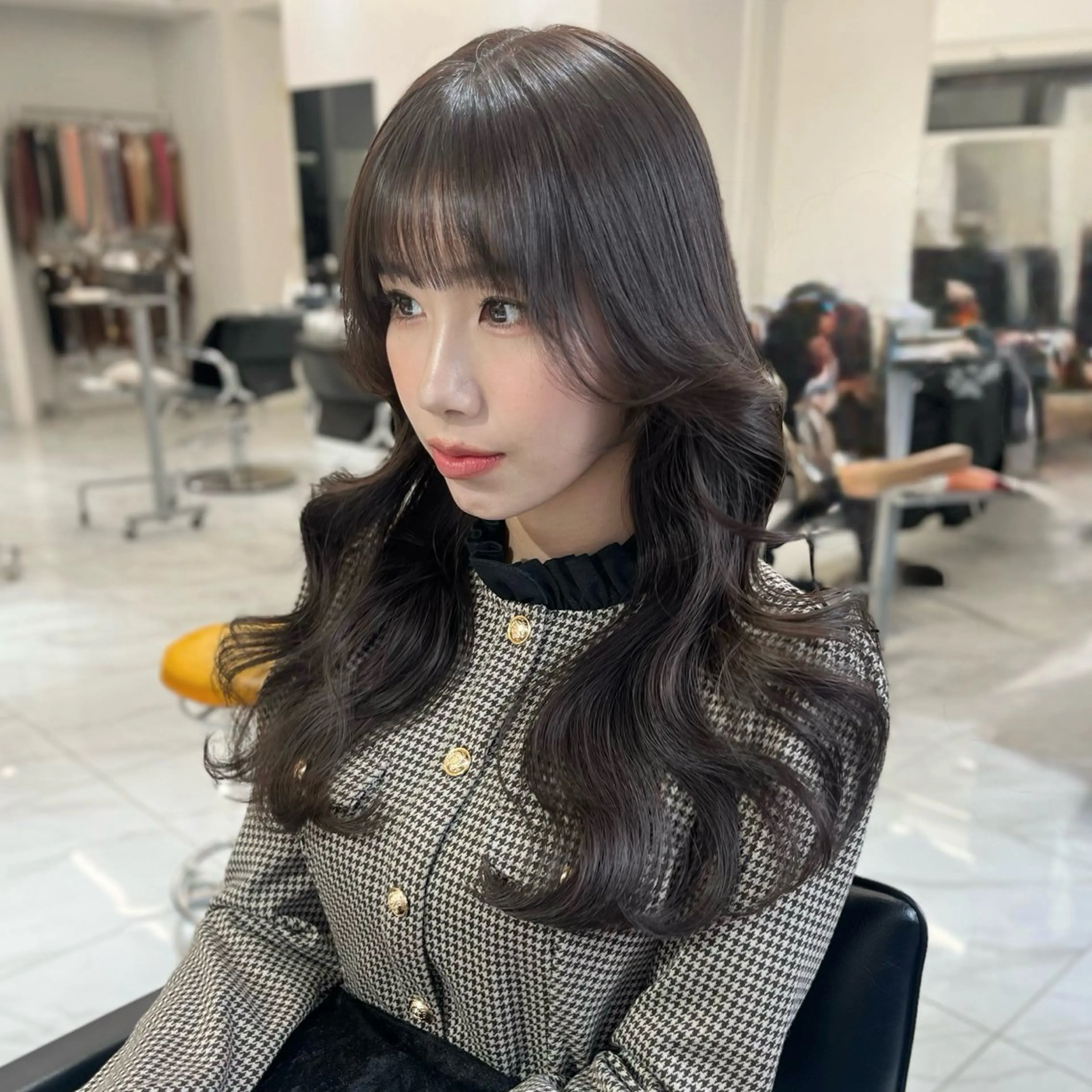 セミロング カラー ブリーチ ブリーチなしカラー 顔周りカット 上品モテ韓国ヘア 🩶渋谷/aoiのヘアスタイル