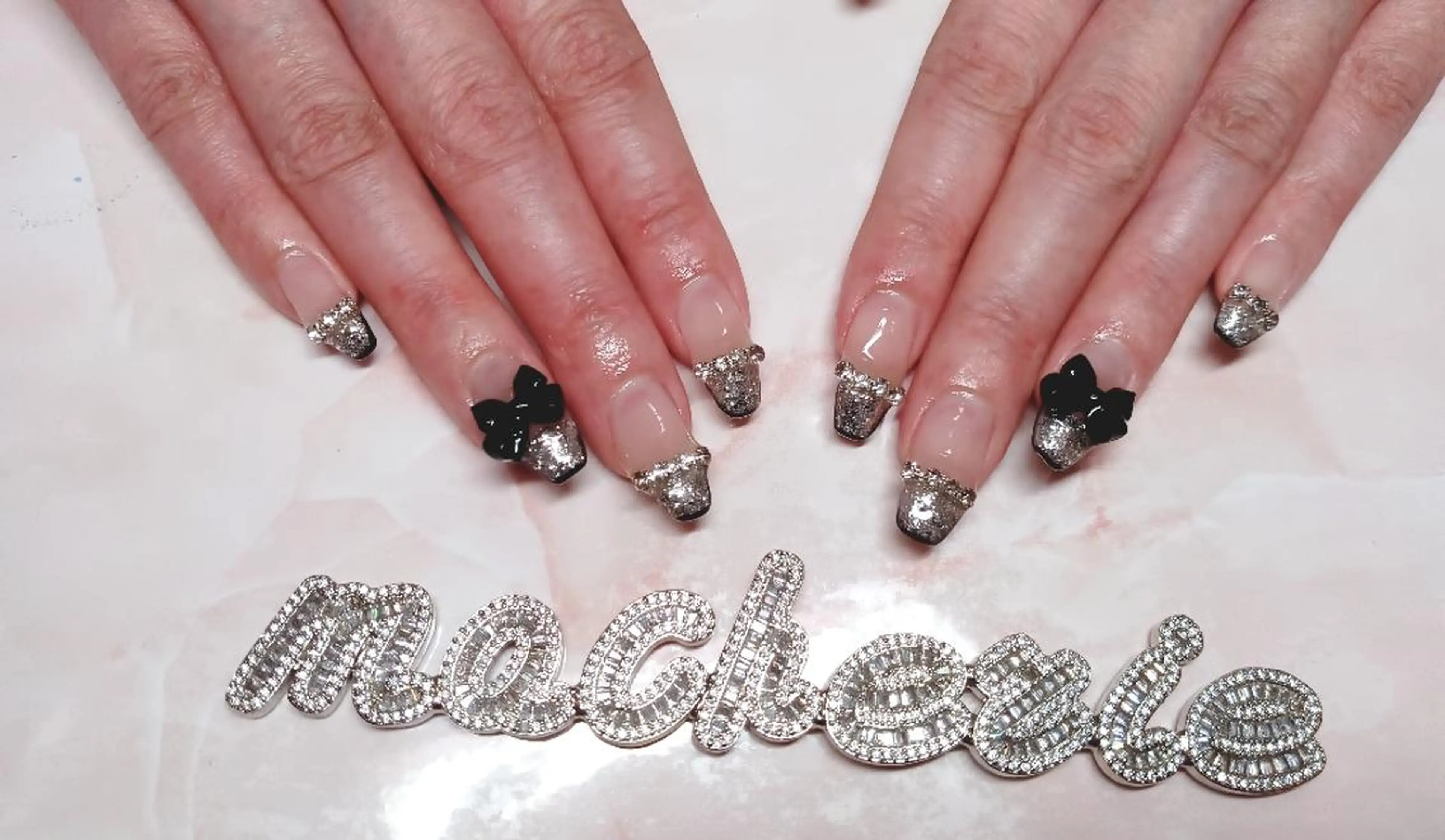 ネイル ラメ(グリッター) リボン ハンドネイル Nail Salon macherieのネイルデザイン