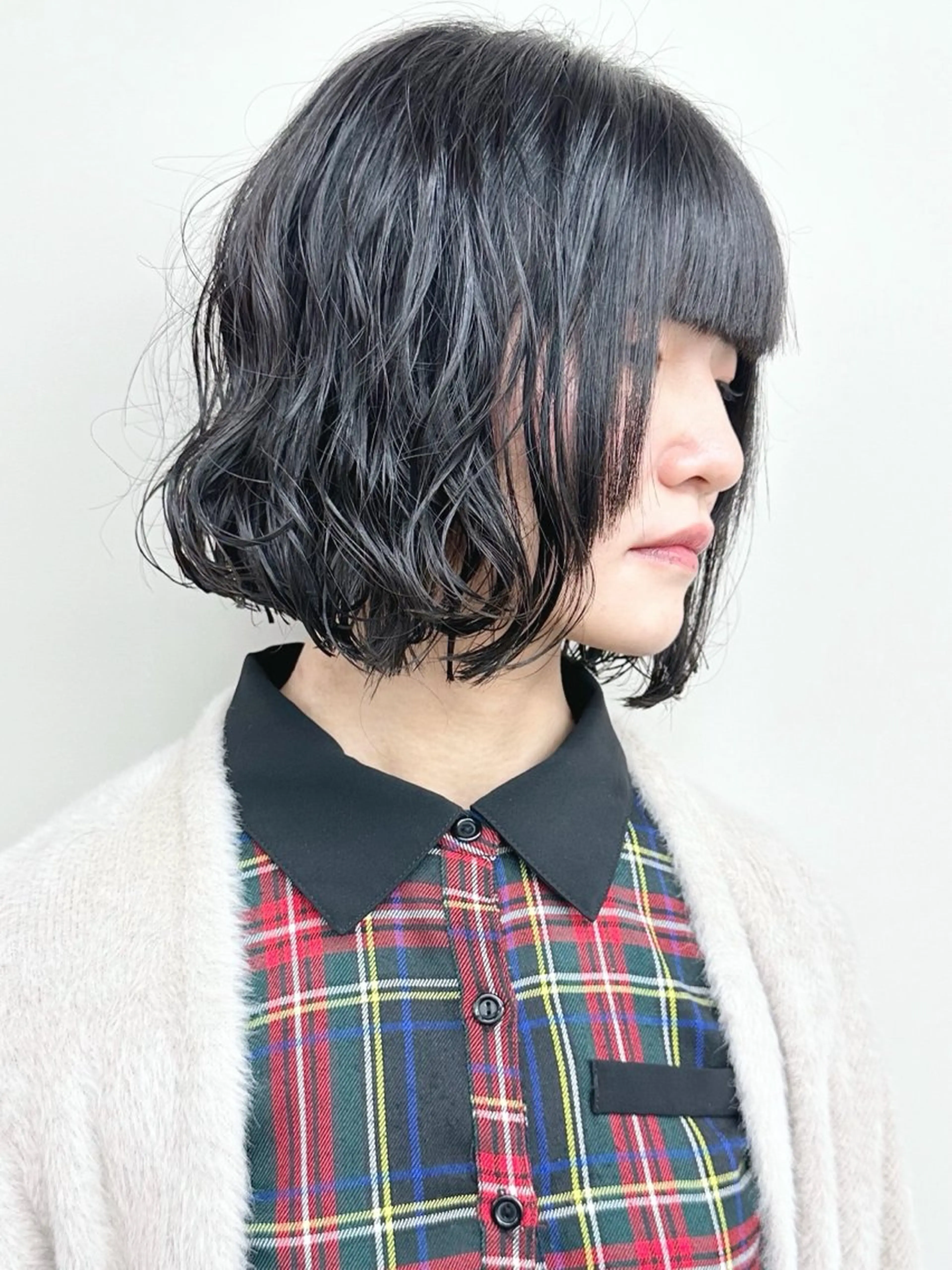 ショート パーマ カット パーマ とうい/くせ毛/ ショート/丸みボブのヘアスタイル