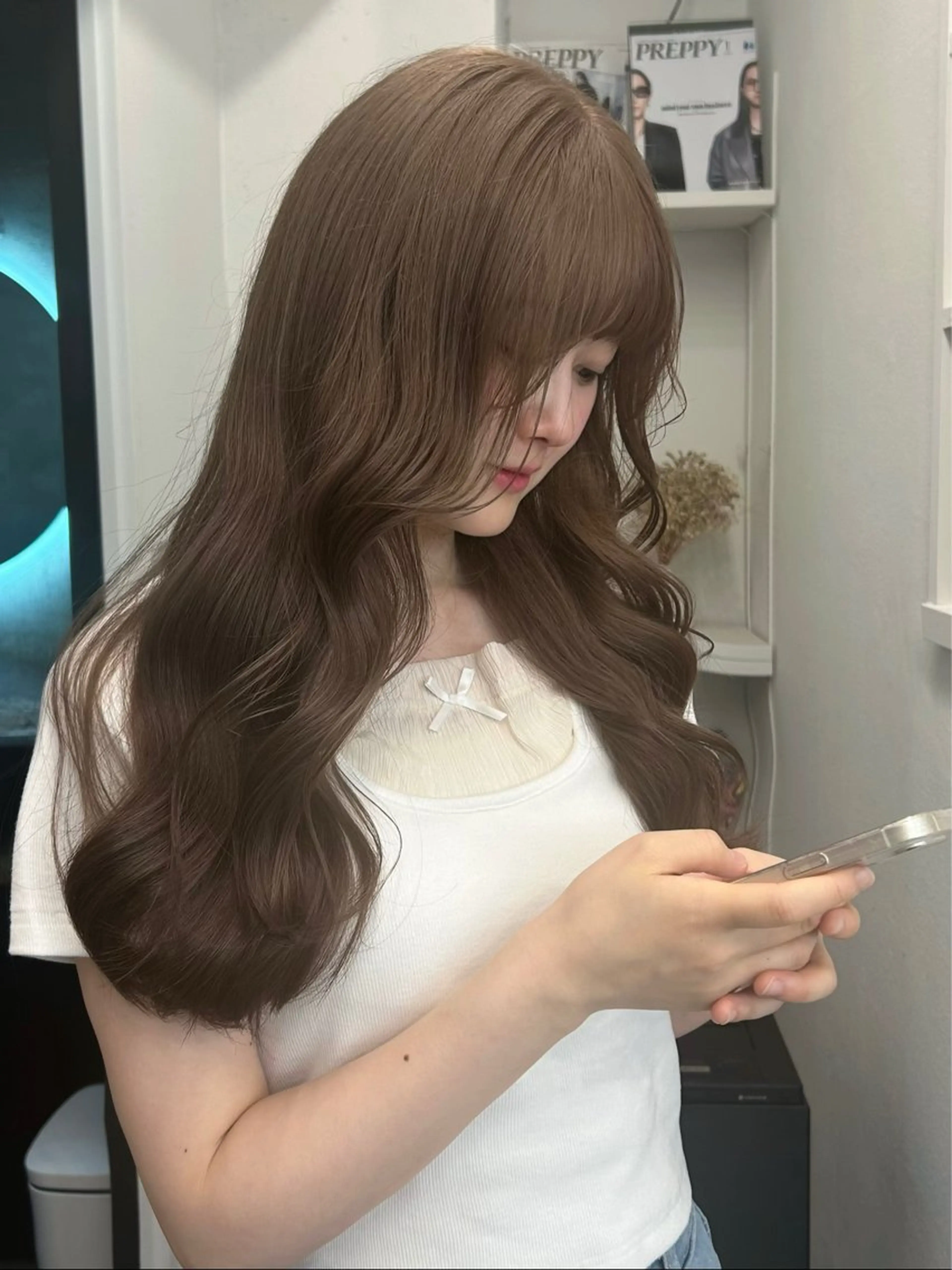 ロング カラー アッシュ アッシュブロンド ブロンド ブラウンカラー オリーブグレー ヘアカラー PELE所属・ミルクティー指名 No.1🎀yuiのヘアスタイル