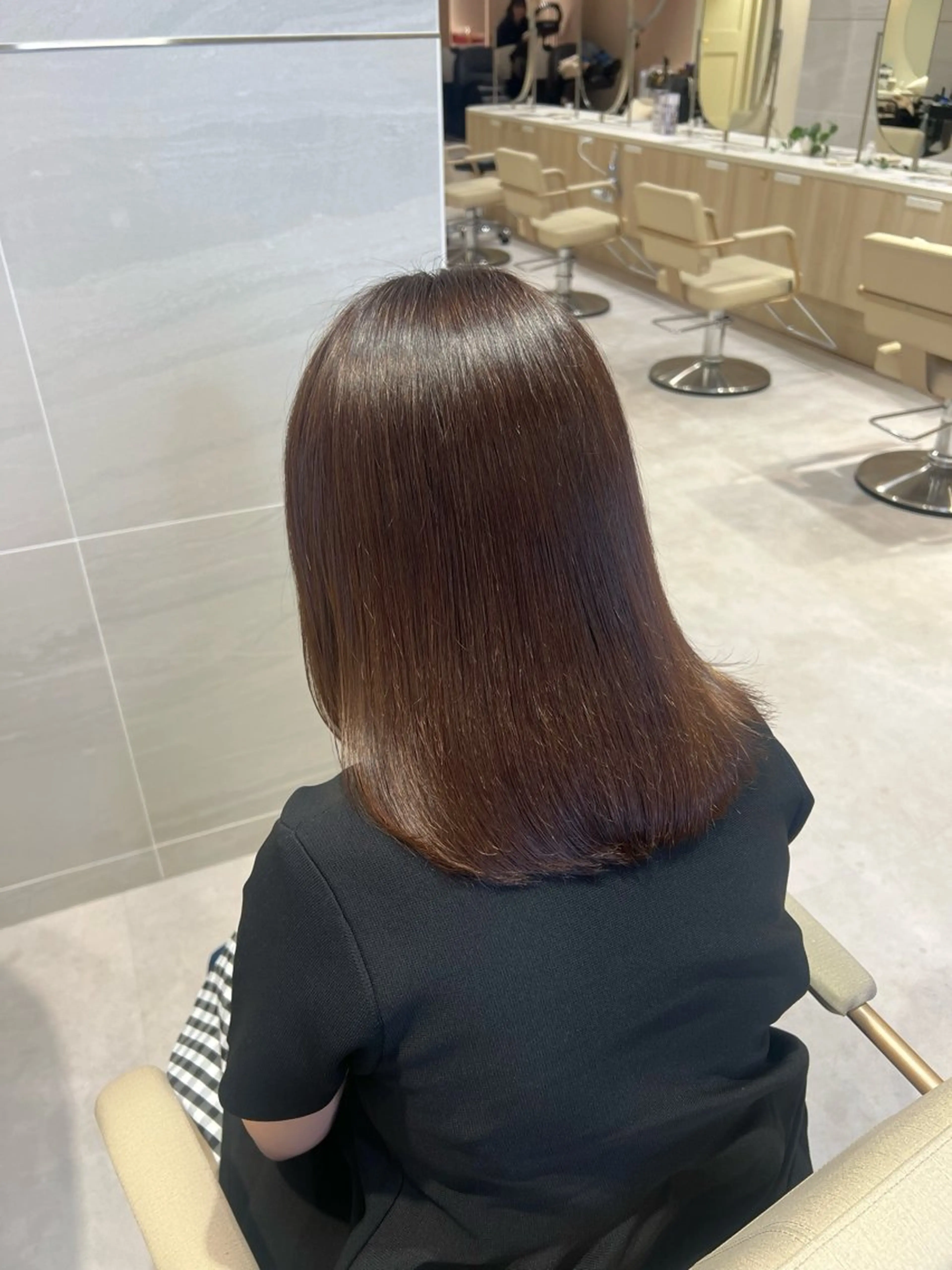 カラー ブラウンカラー グレージュ 縮毛矯正 カット無料｜レイヤー カット｜韓国モテへアのヘアスタイル