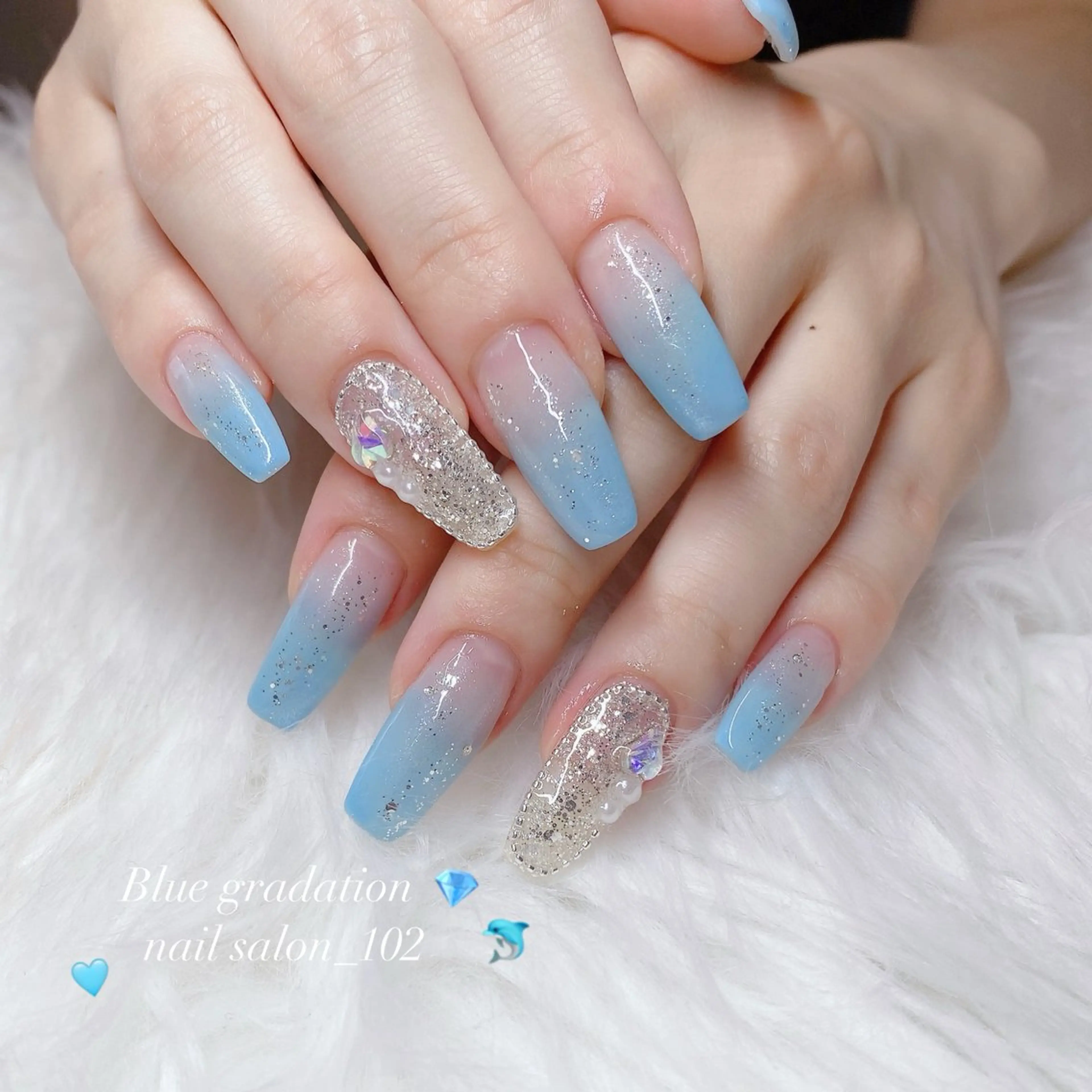 ネイル ブルー ハンドネイル nail salon 102のその他イメージ