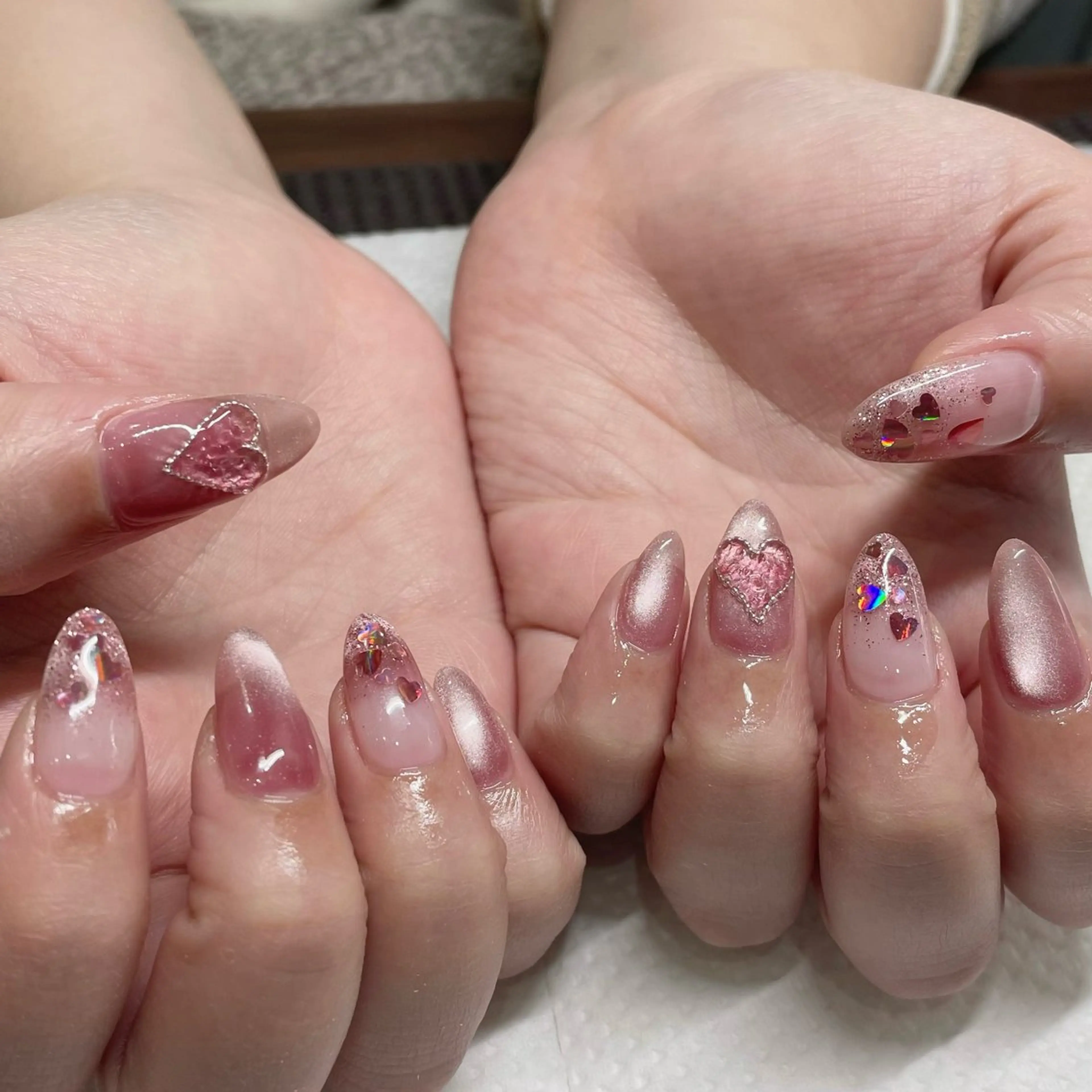 ネイル フラッシュネイル ハート マグネットネイル ハンドネイル Ricnail☾ ayanoのネイルデザイン