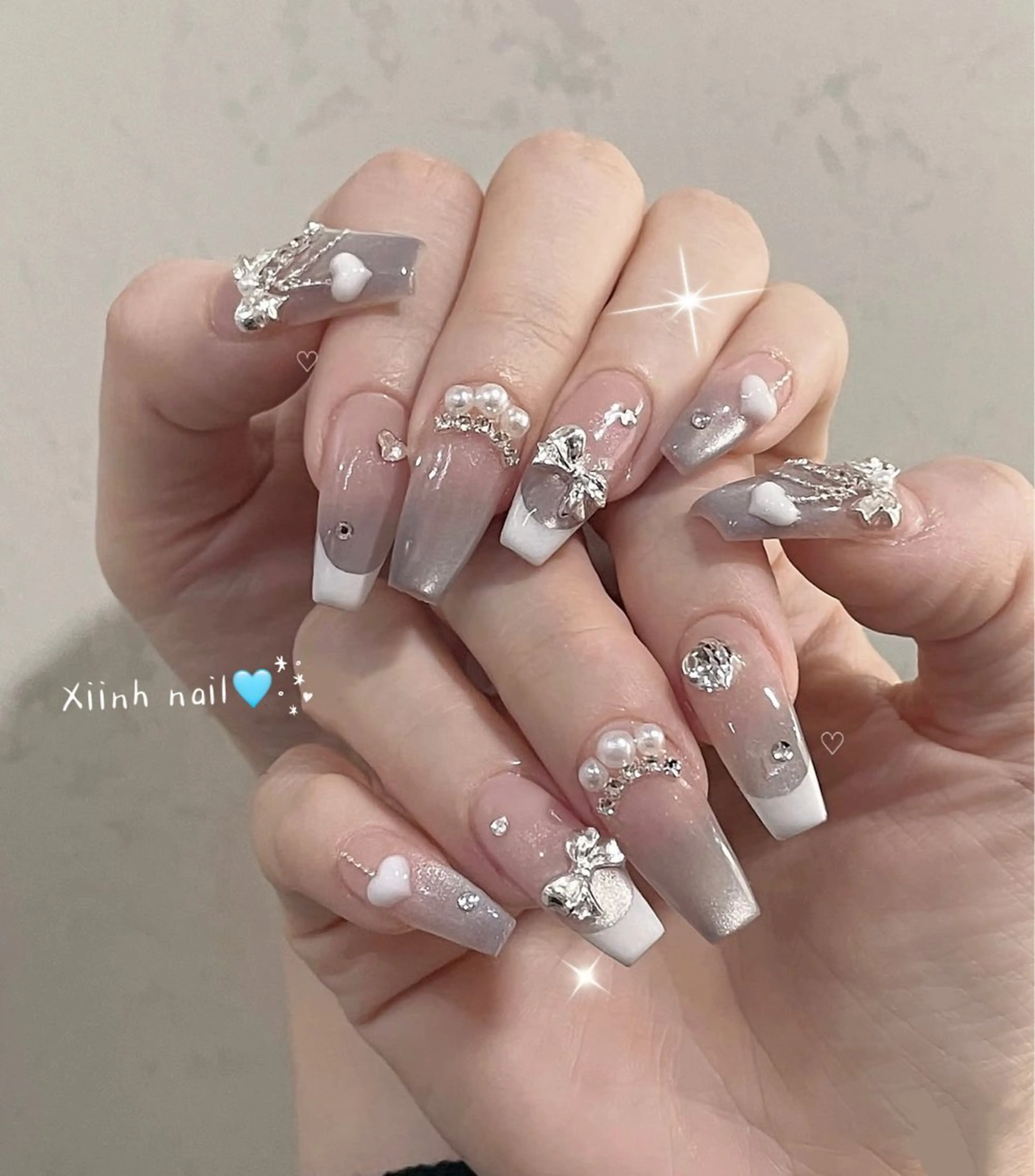 ネイル ブラウン チークネイル 桜ネイル 長さ出し フットネイル ハンドネイル XIINH NAIL SALONのネイルデザイン