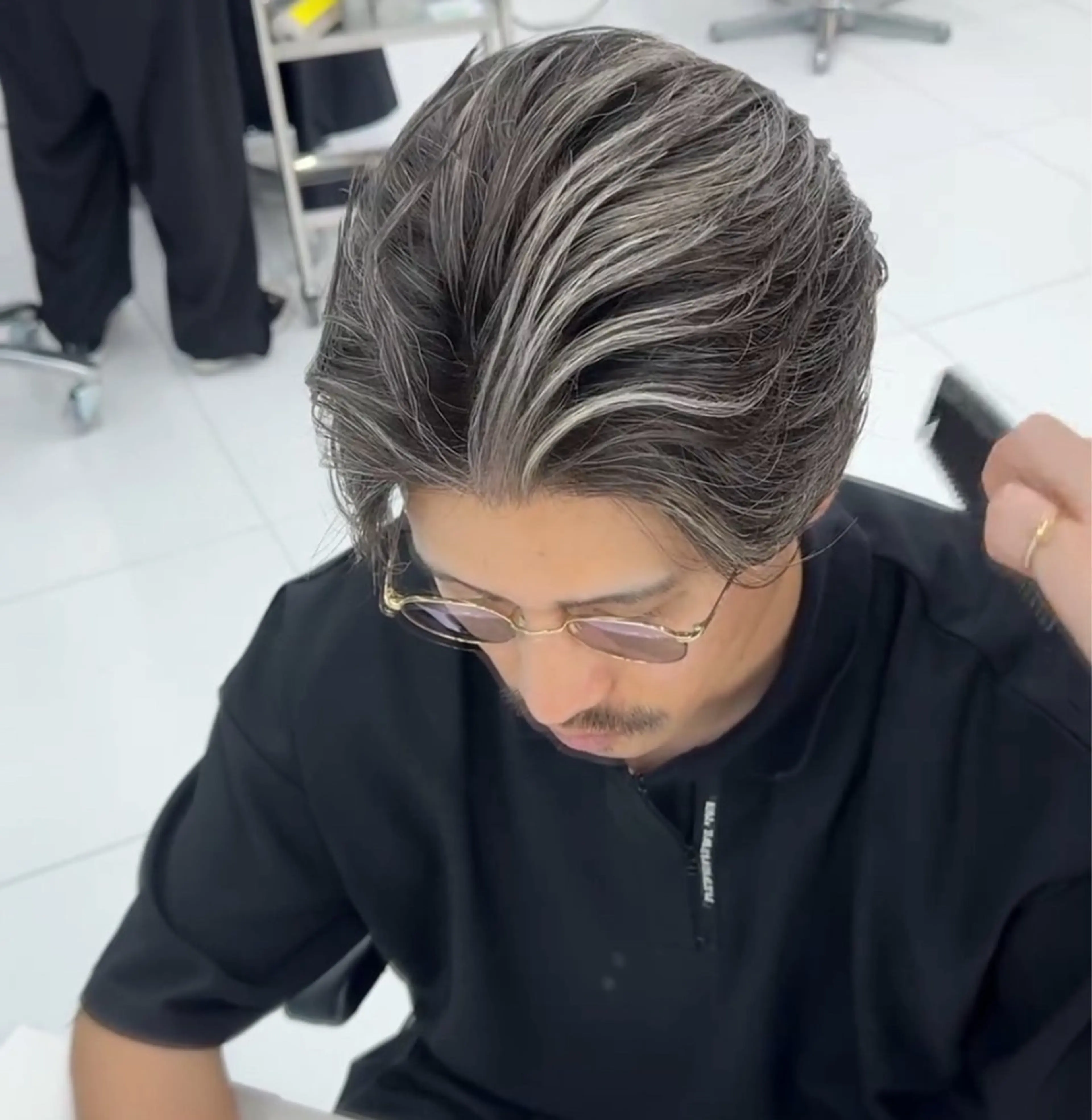 メンズ メンズハイライト メンズメッシュ カット ヘアカラー 白髪ぼかしメッシュ/ 大人メッシュ/ゆうとのヘアスタイル