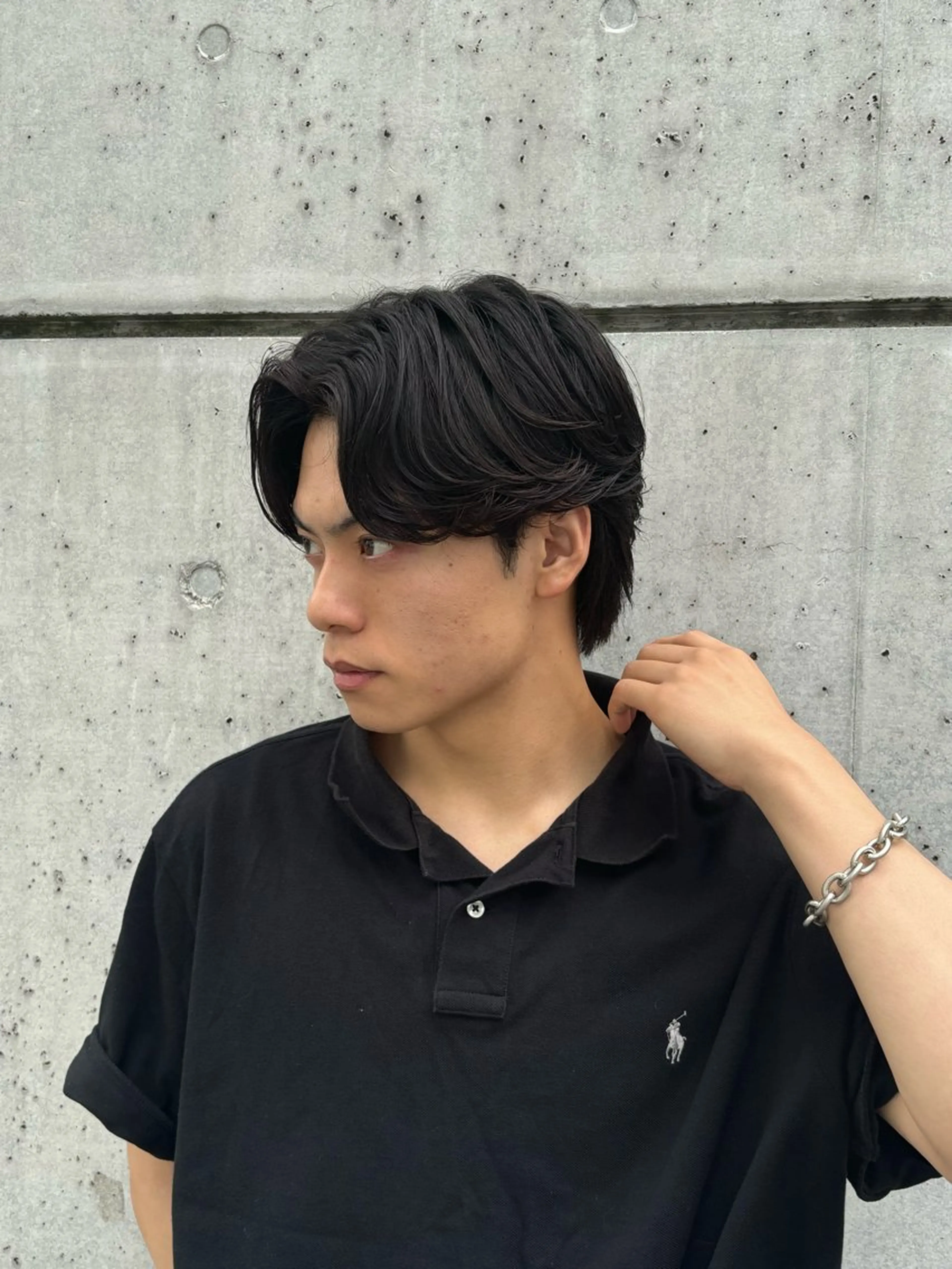 ミディアム カラー メンズ 岩井 虎大郎のヘアスタイル