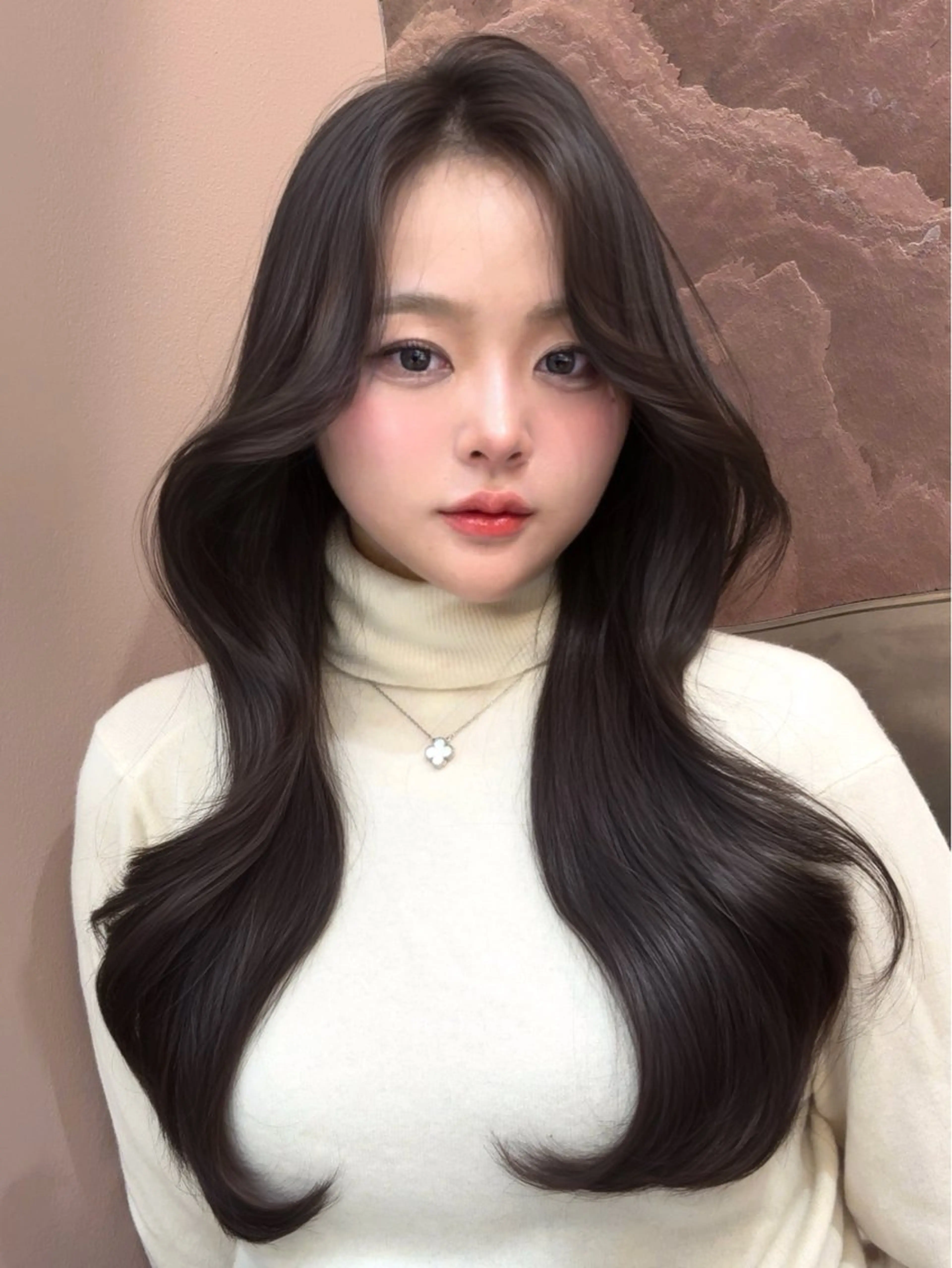 ロング 縮毛矯正/レイヤー 韓国/顔まわり/夢音のヘアスタイル