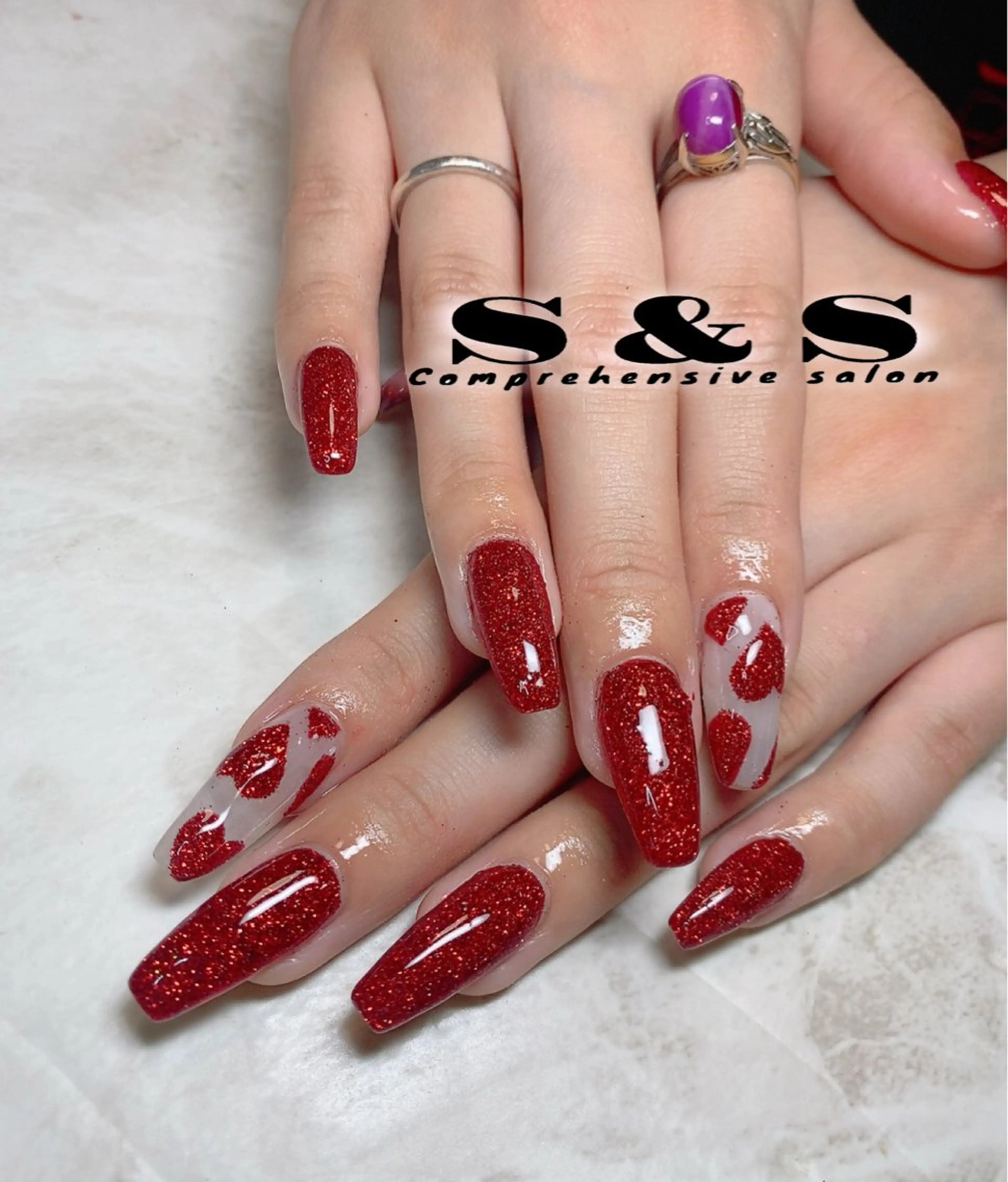 ネイル 長さ出し ハート メンズネイル 持ち込み スカルプネイル S&S 村田小百合のネイルデザイン