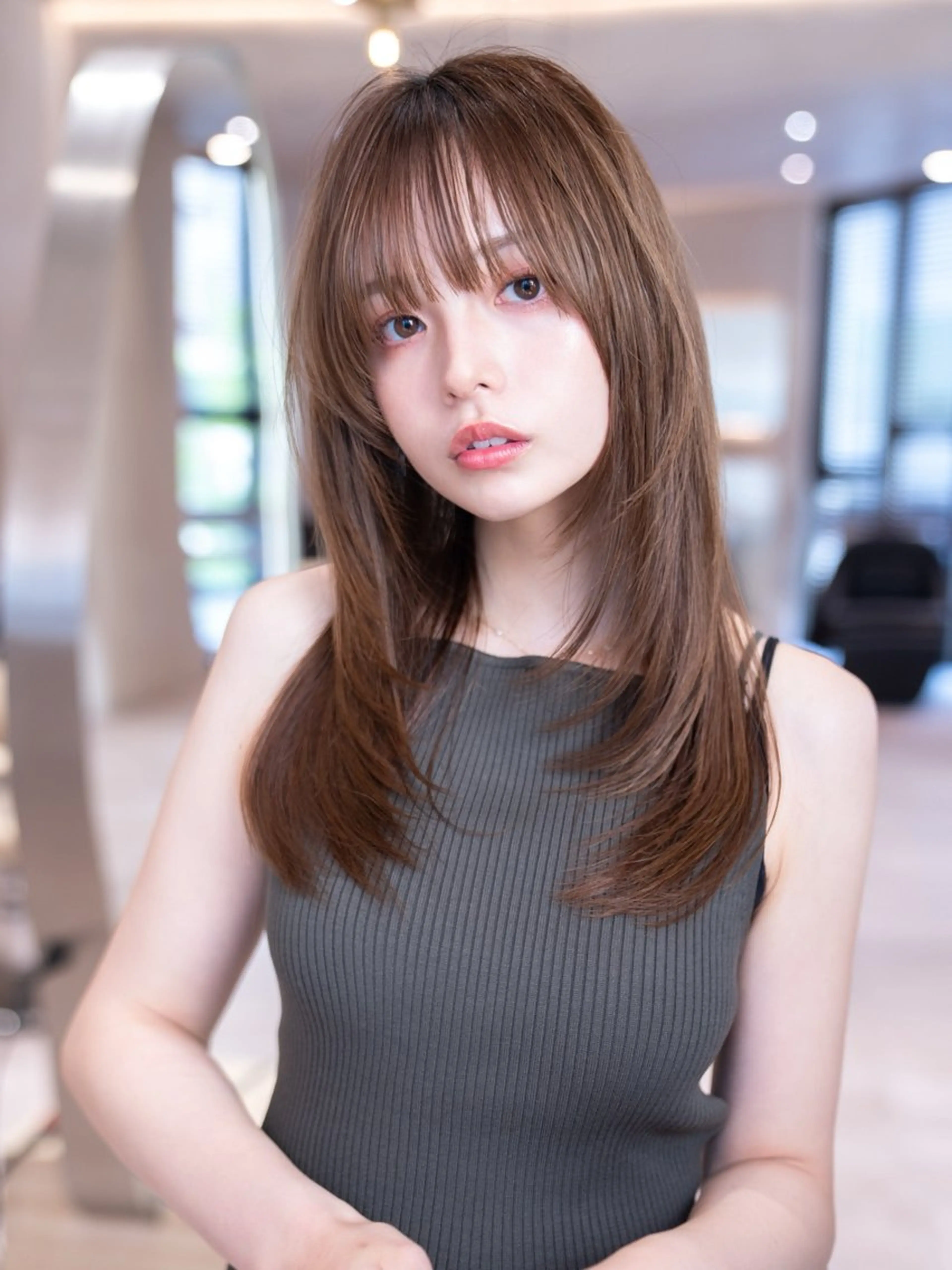 セミロング カラー カット ヘアカラー トリートメント レイヤー/ベージュ カラー/ヒヨリ/渋谷のヘアスタイル